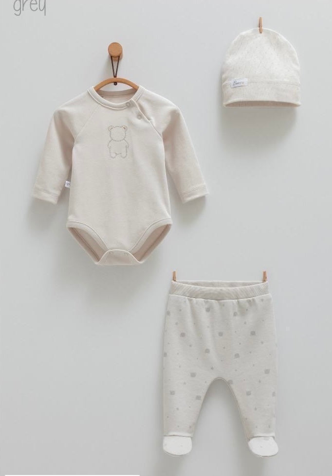 Polka Bears Set Of 3pcs-Grey