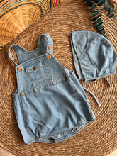 Load image into Gallery viewer, Denim Romper With Hat-Blue
