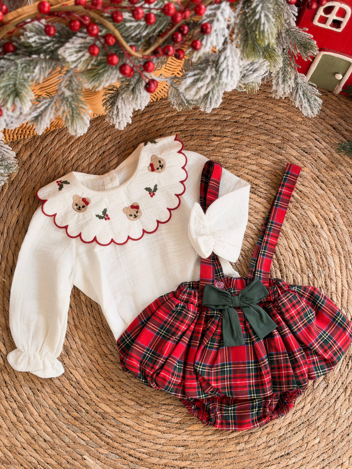 Holly & Tartan-Christmas Skirt Set