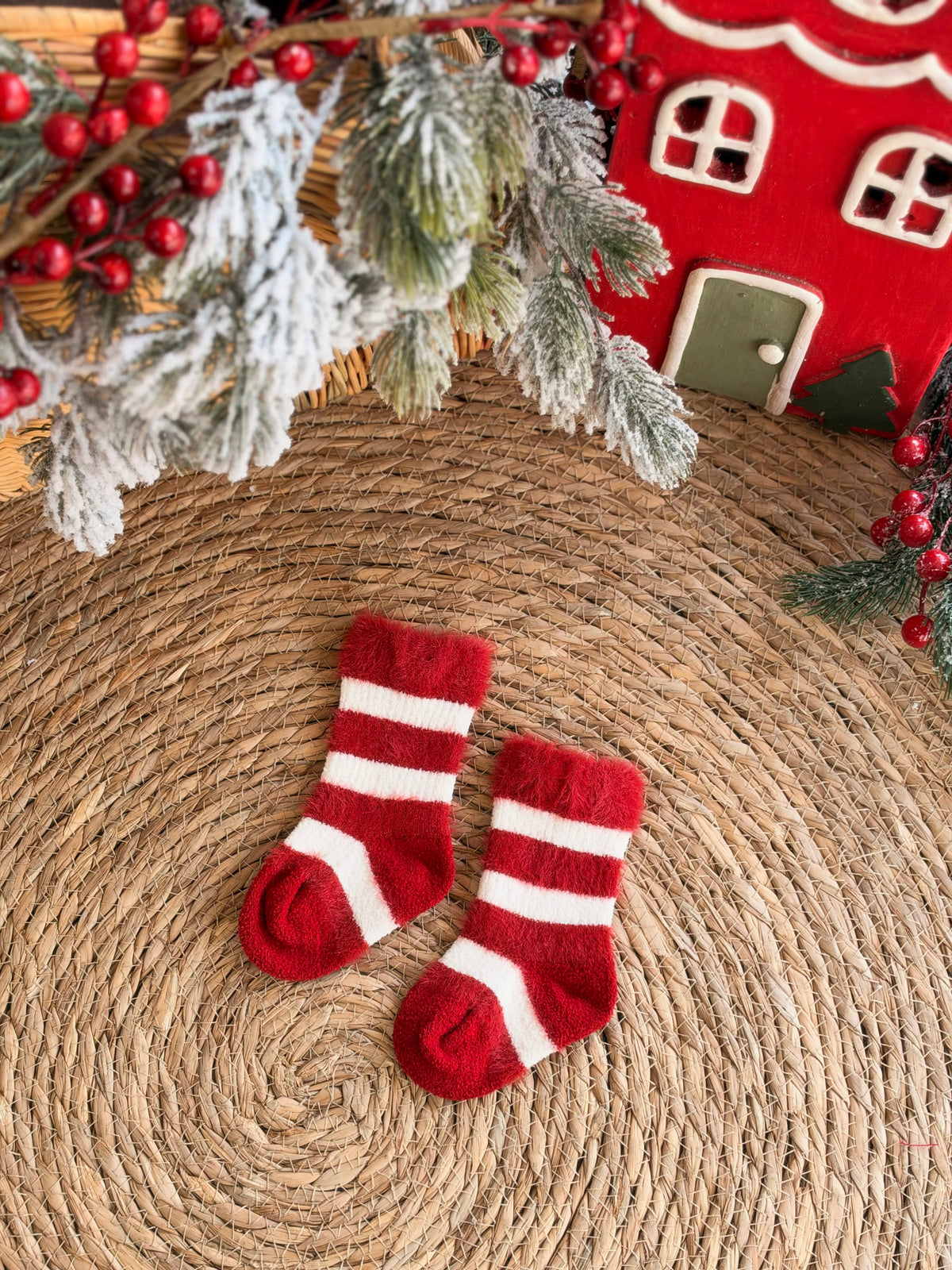 Candy Cane Fuzzy Socks