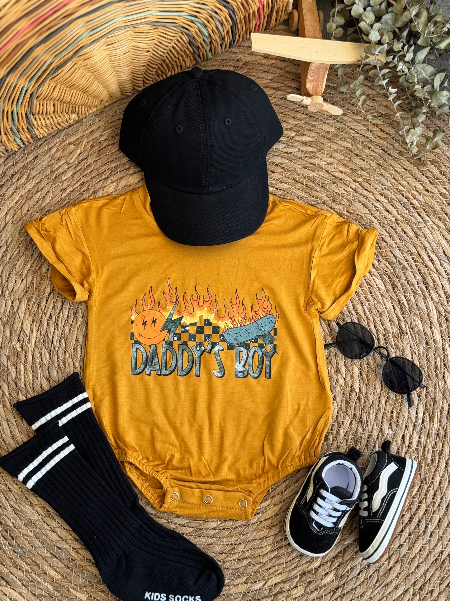 Daddys Boy Romper - Mustard