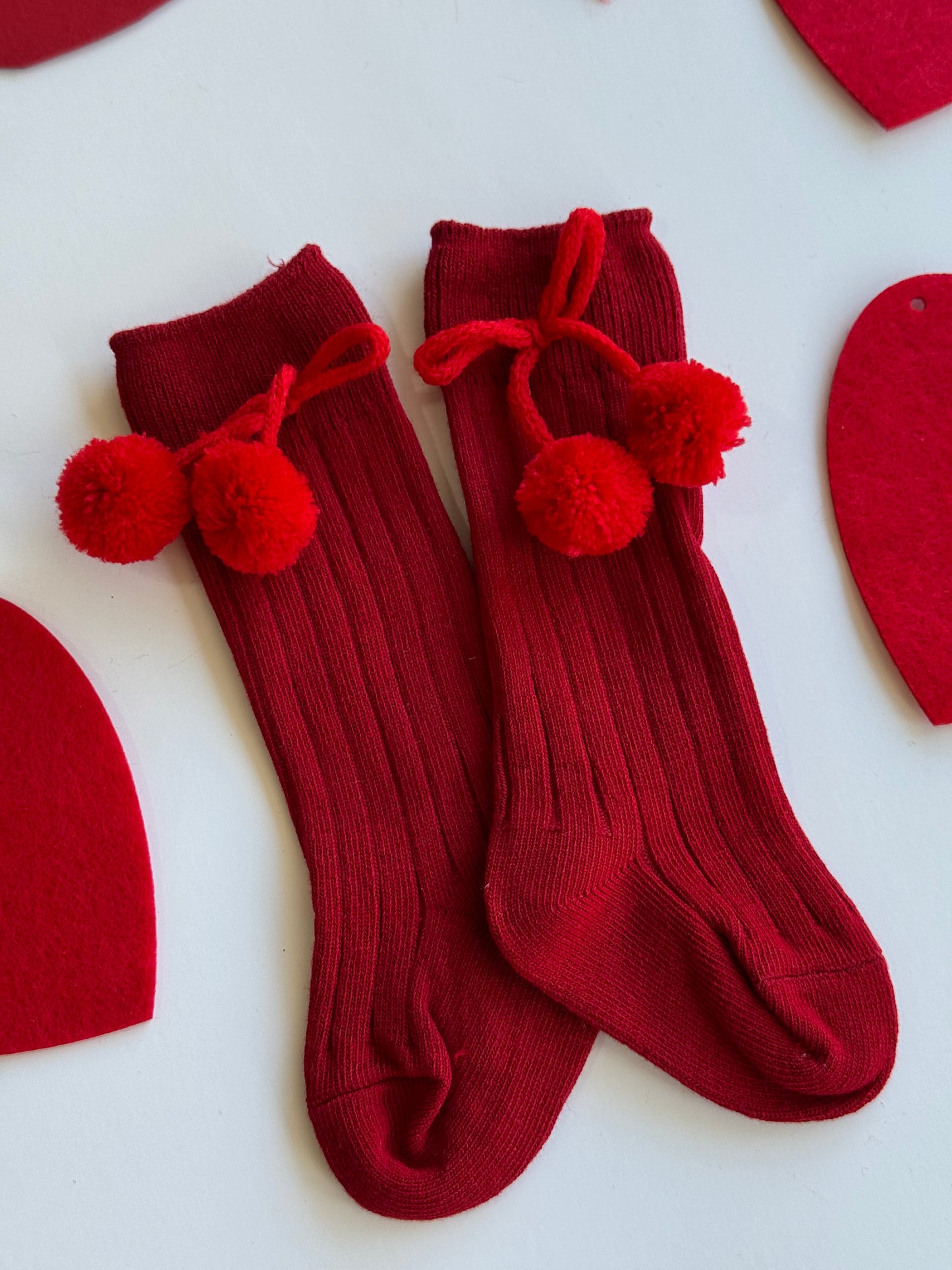 Pompom Socks - Red