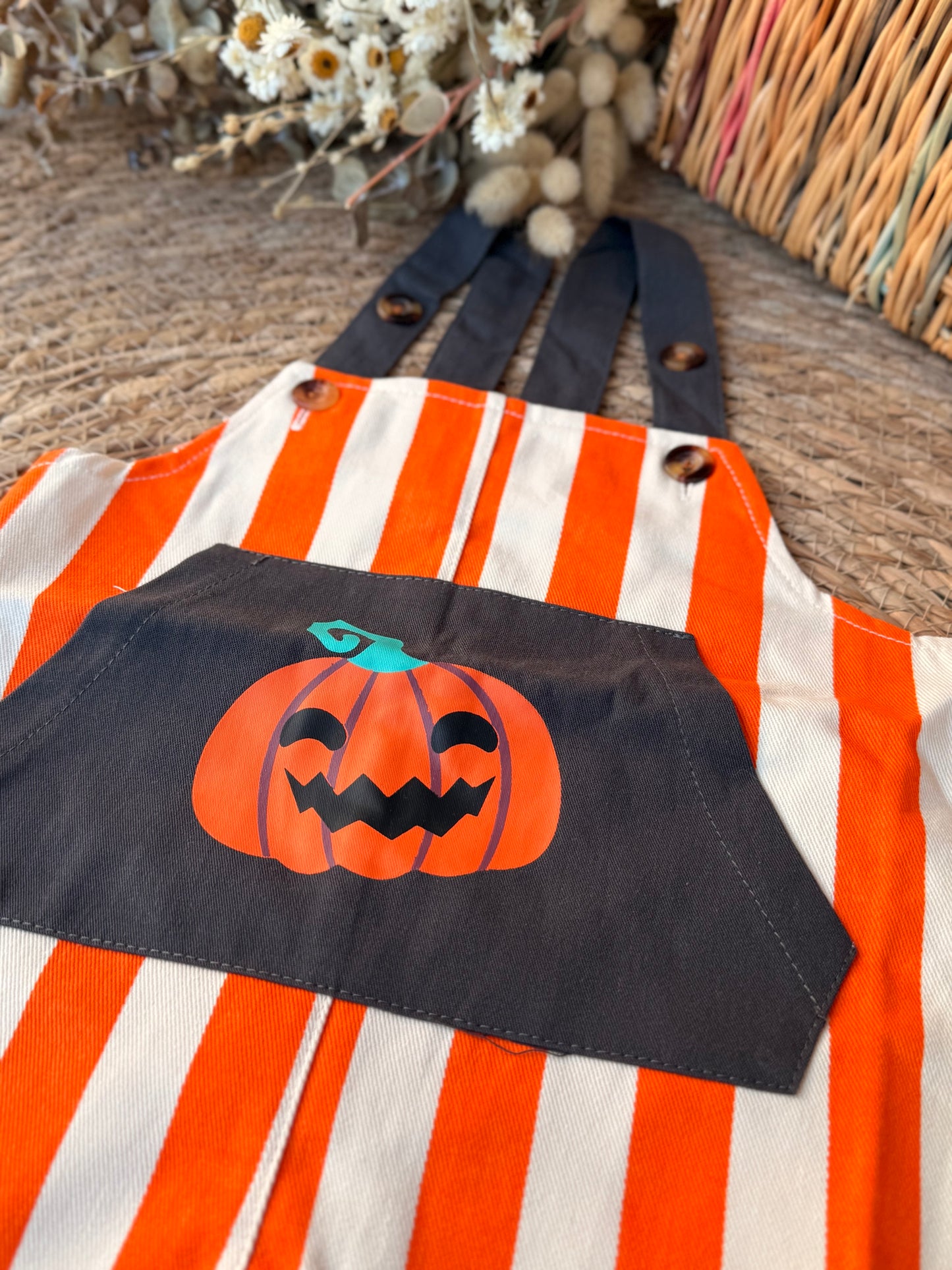 Baby Halloween Pumpkin Romper – Orange & White Stripes