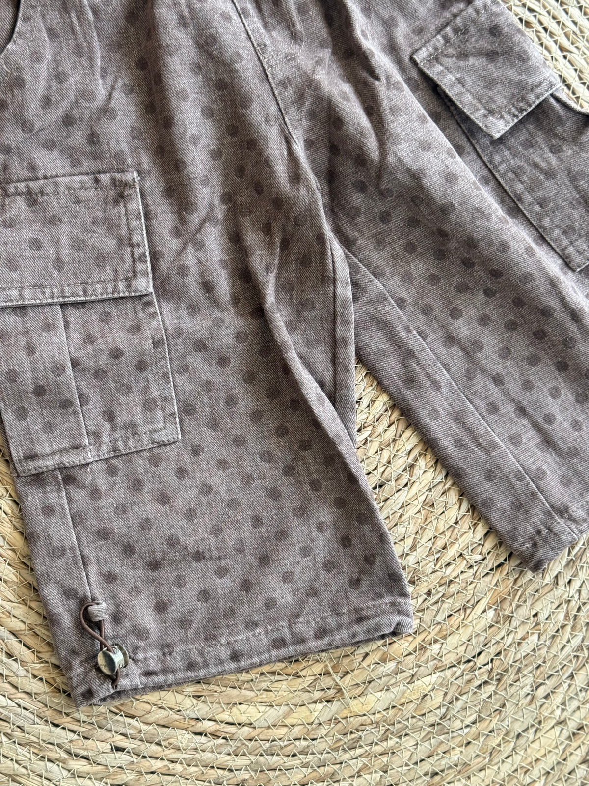 Polka Dot Cargo Pants-Brown