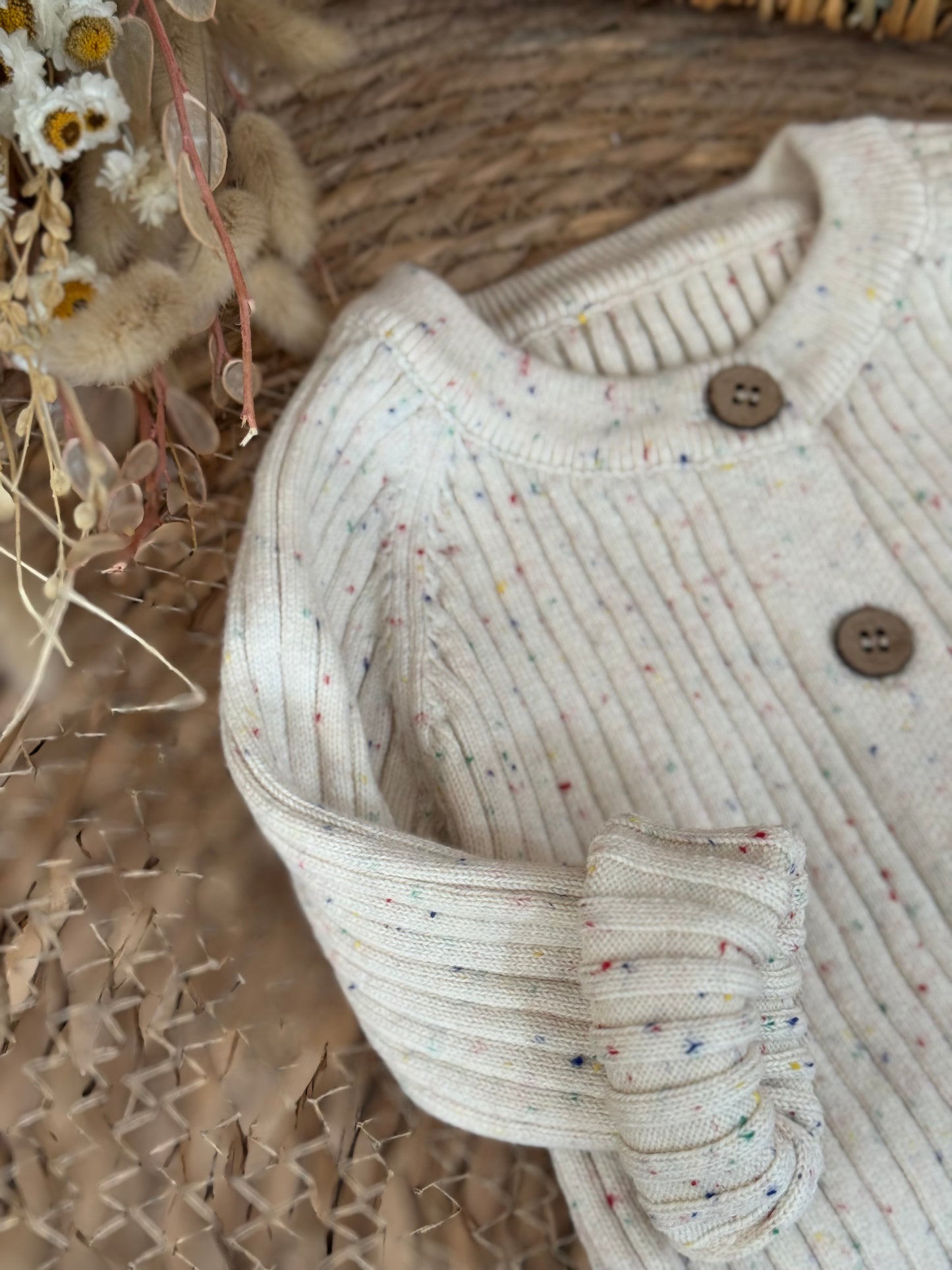 Oatmeal Speckle Knit Romper