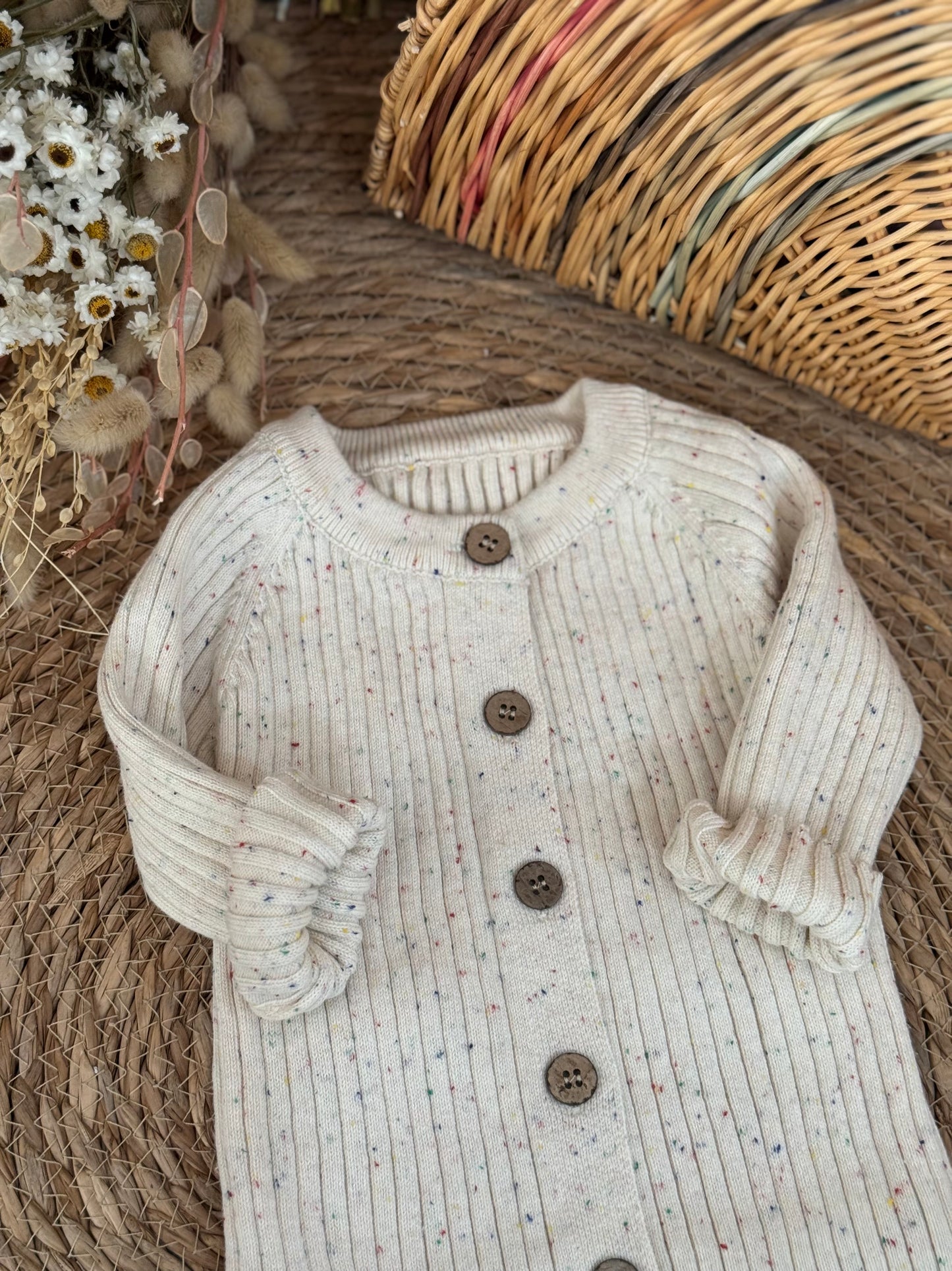 Oatmeal Speckle Knit Romper