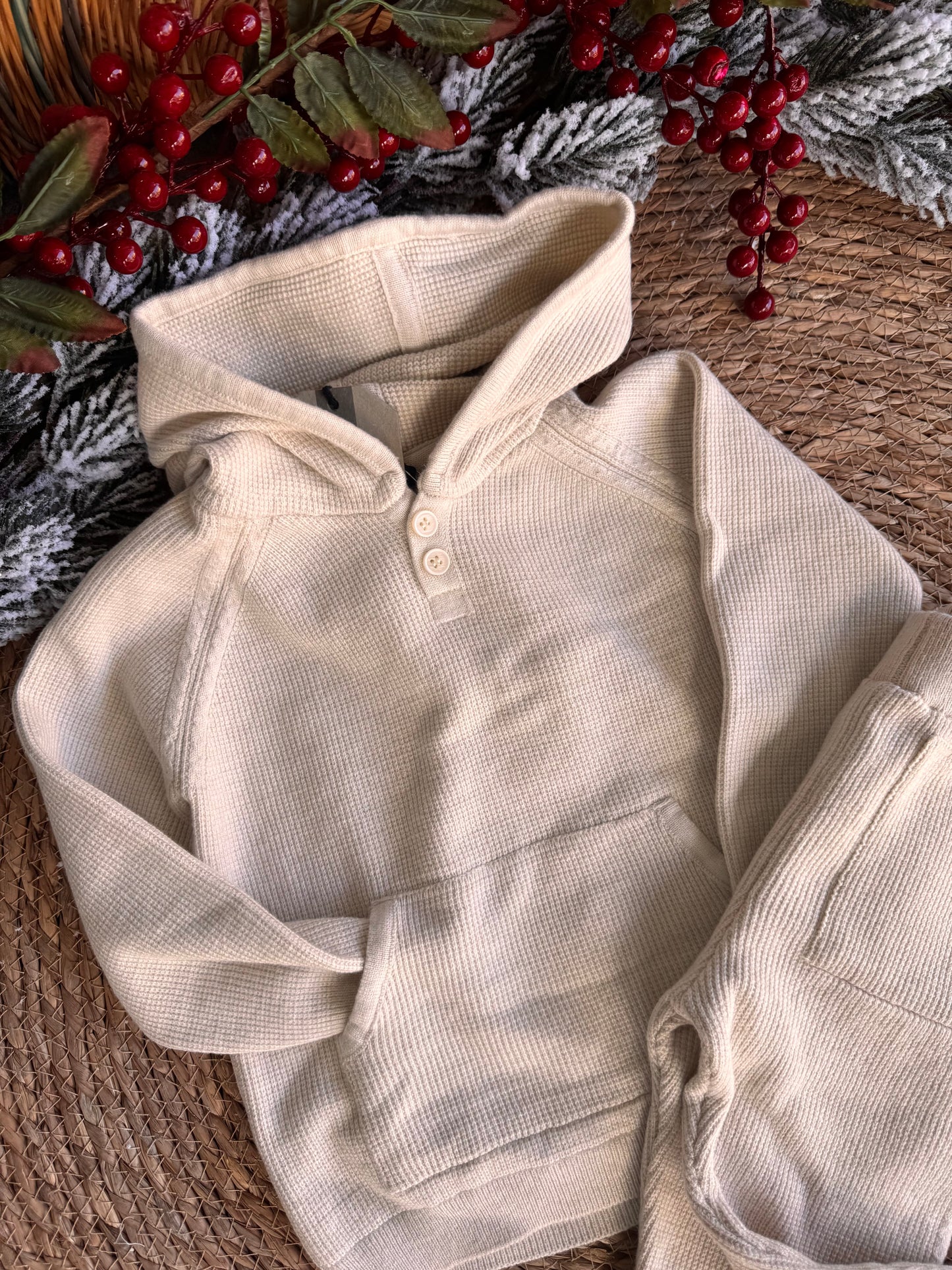 Little Cozy Hooded Knit Set ā Cream