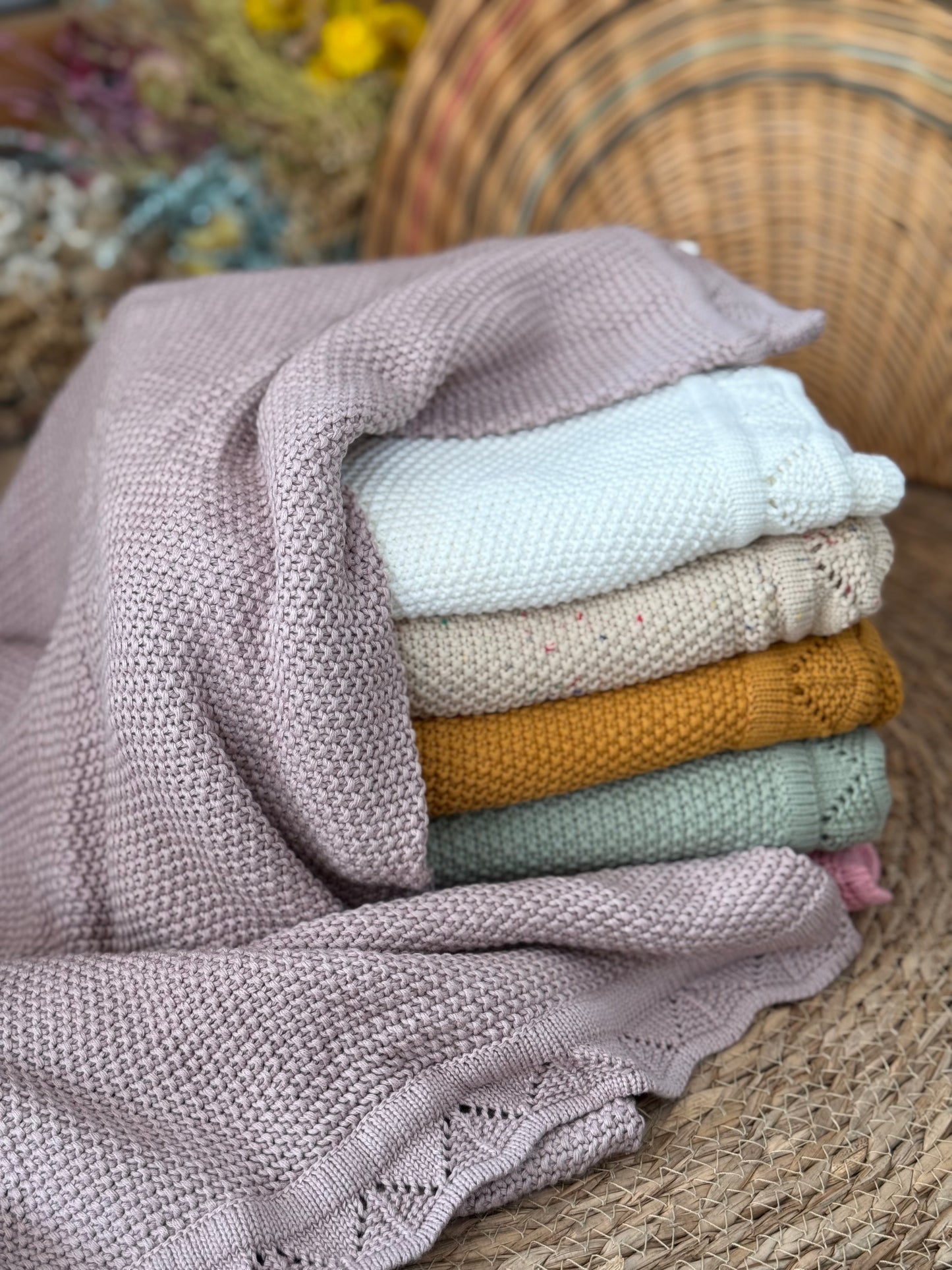 Soft Knit Baby Blanket – Neutral & Warm Shades