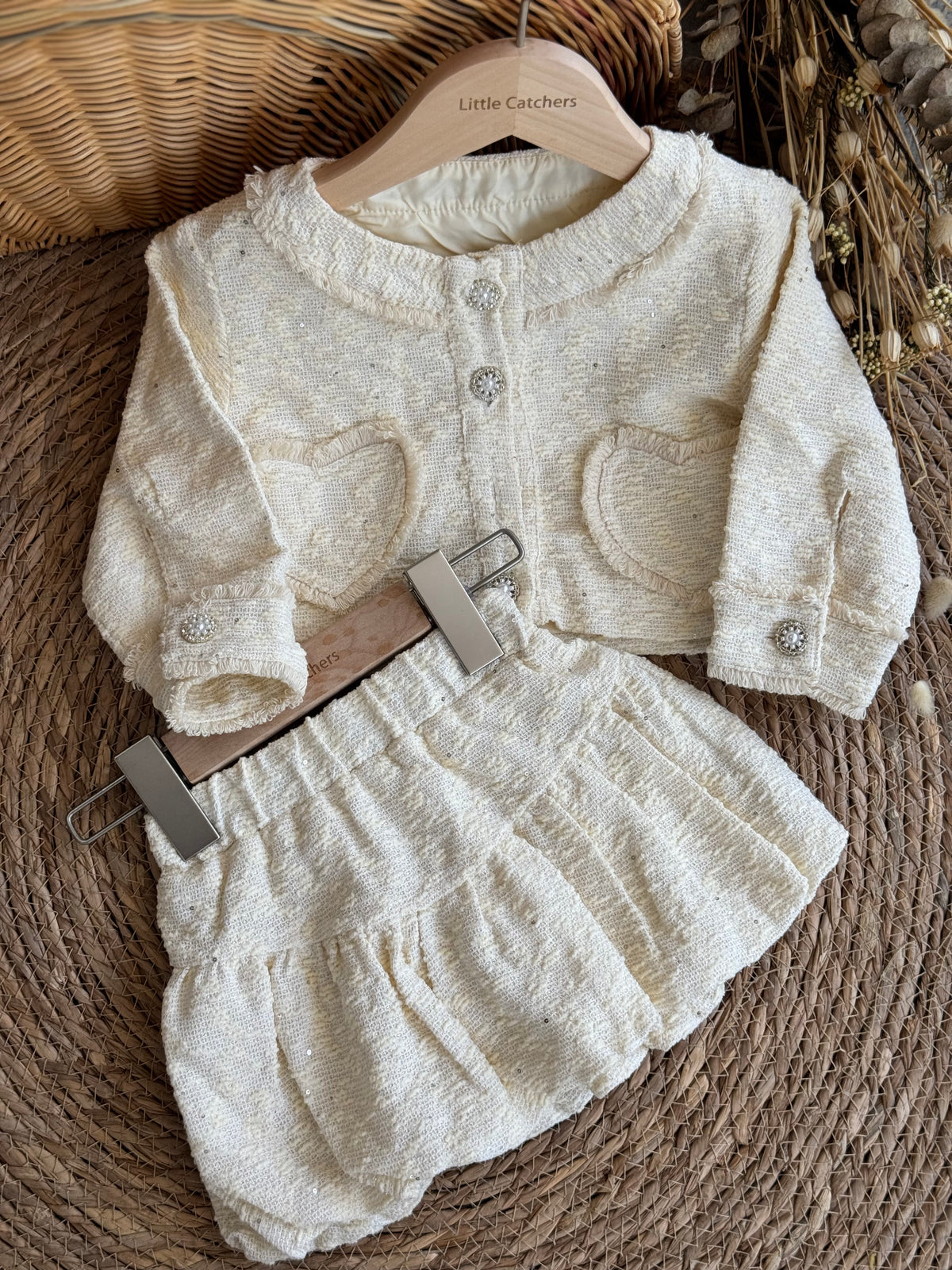 Ivory Tweed Jacket & Skirt Set