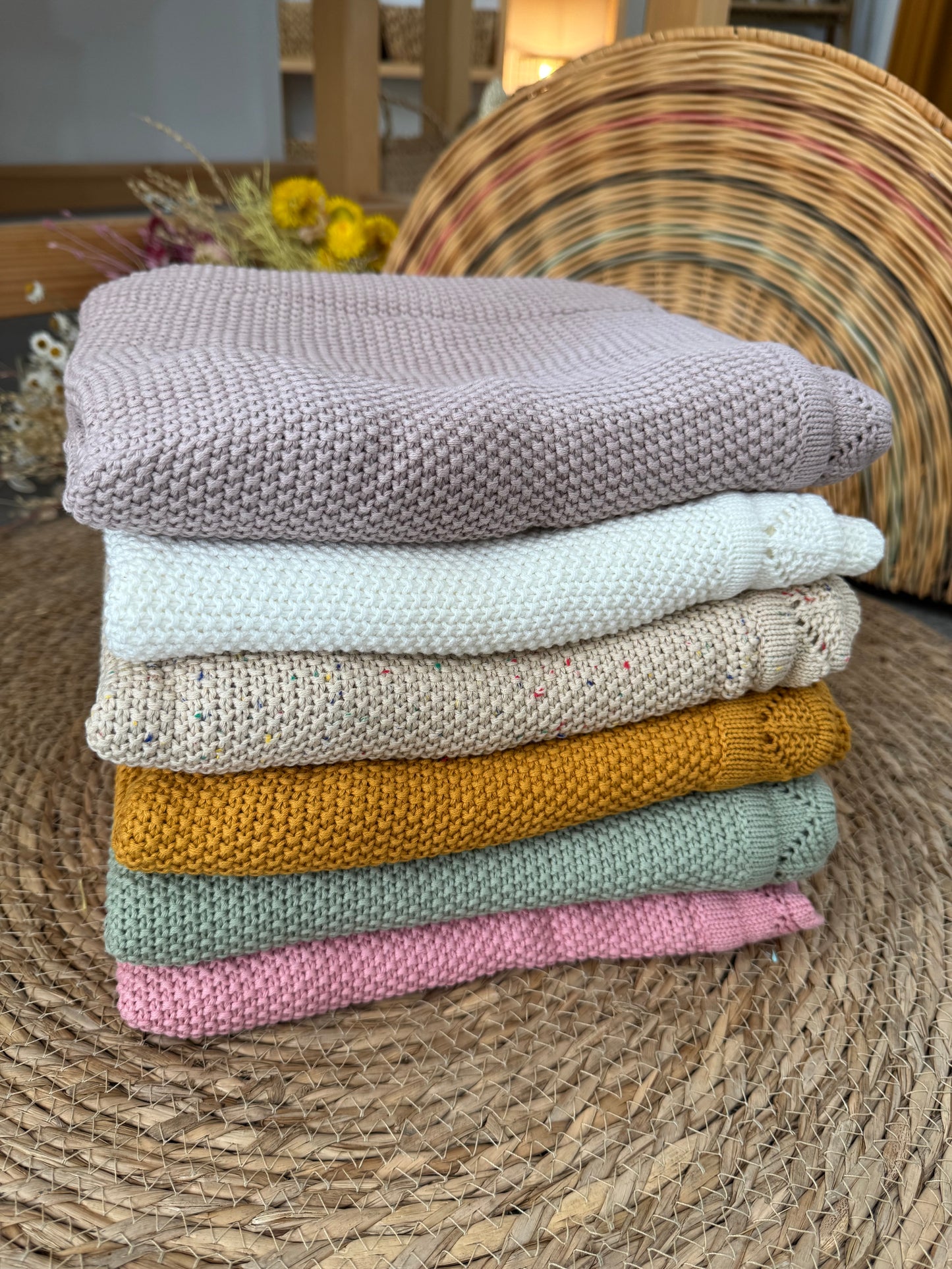 Soft Knit Baby Blanket – Neutral & Warm Shades