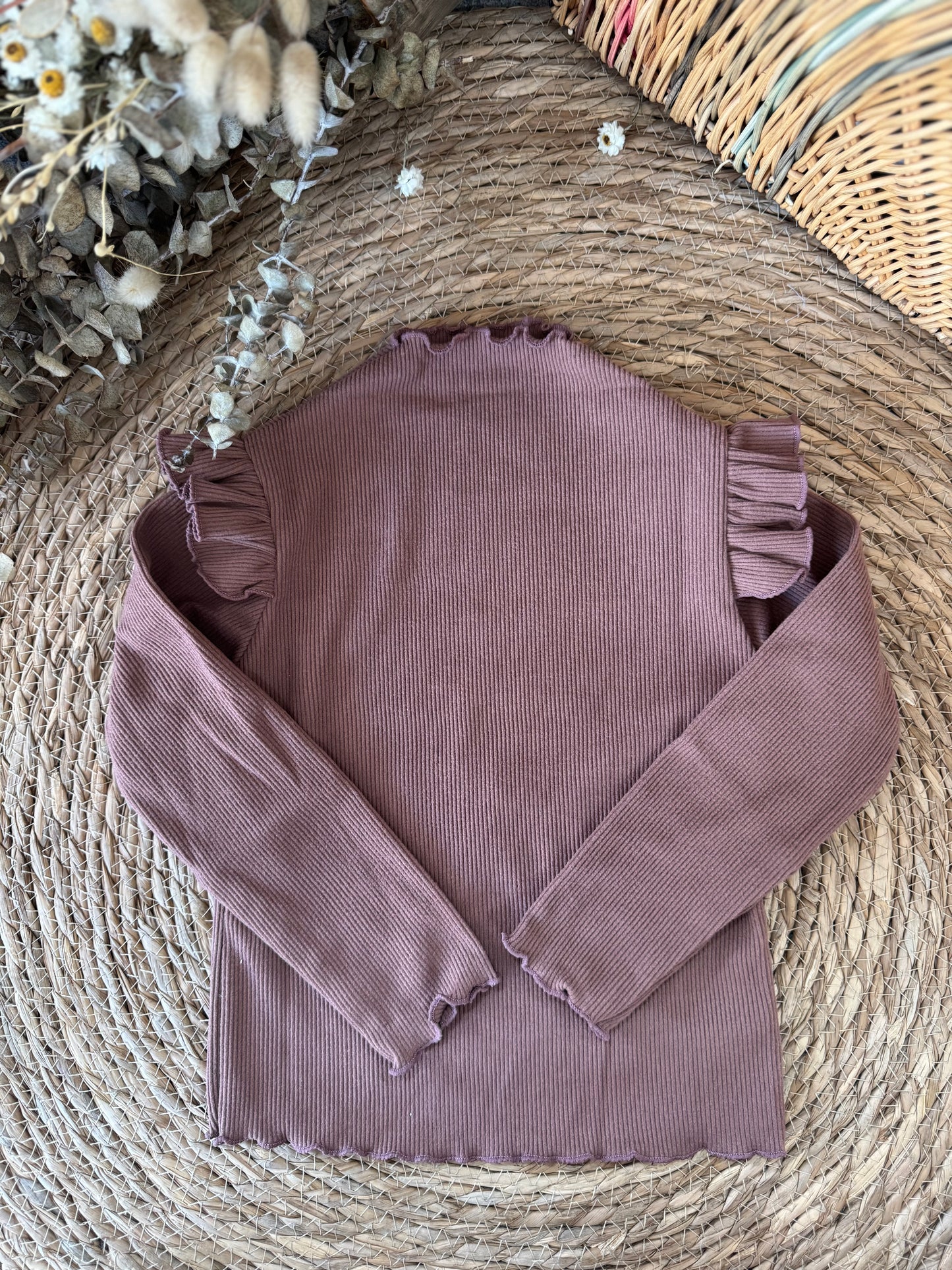 Ribbed Ruffle Sweater