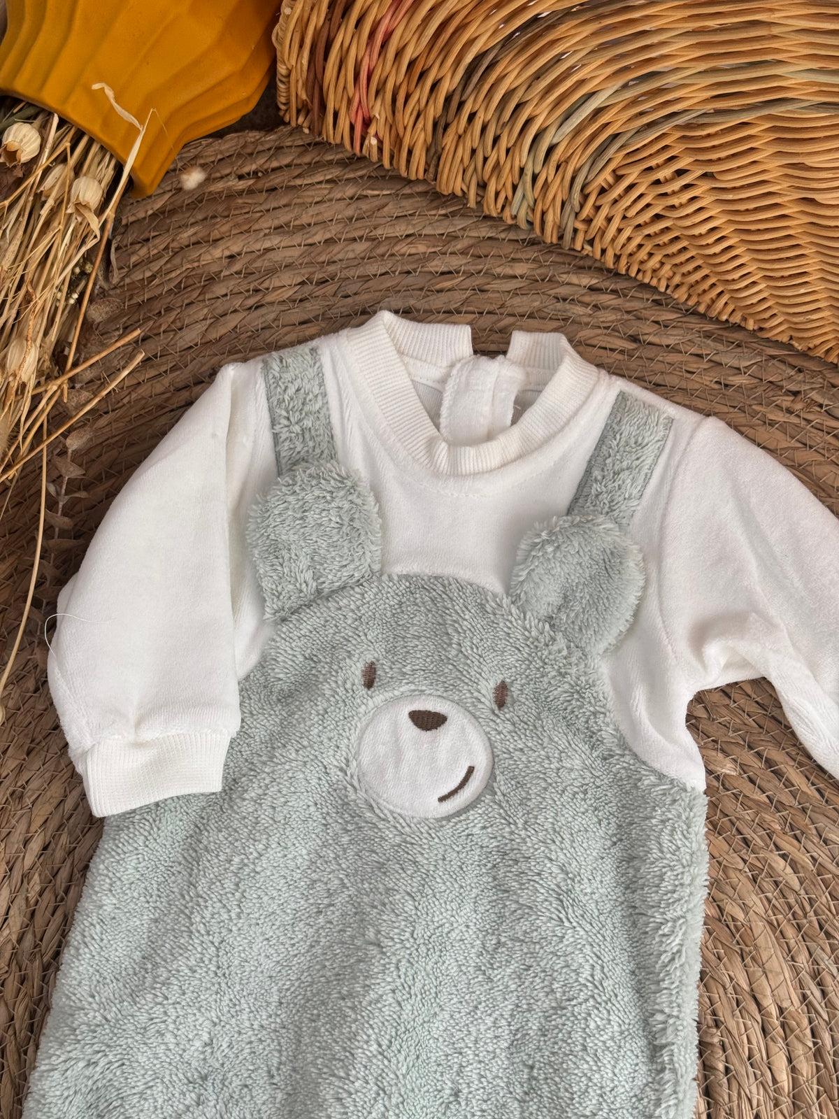 Bear Velvet Overall-Mint
