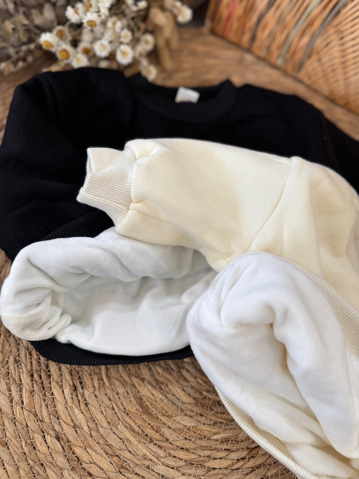 Kids’ Varsity “M” Sweatshirt – Black & Cream