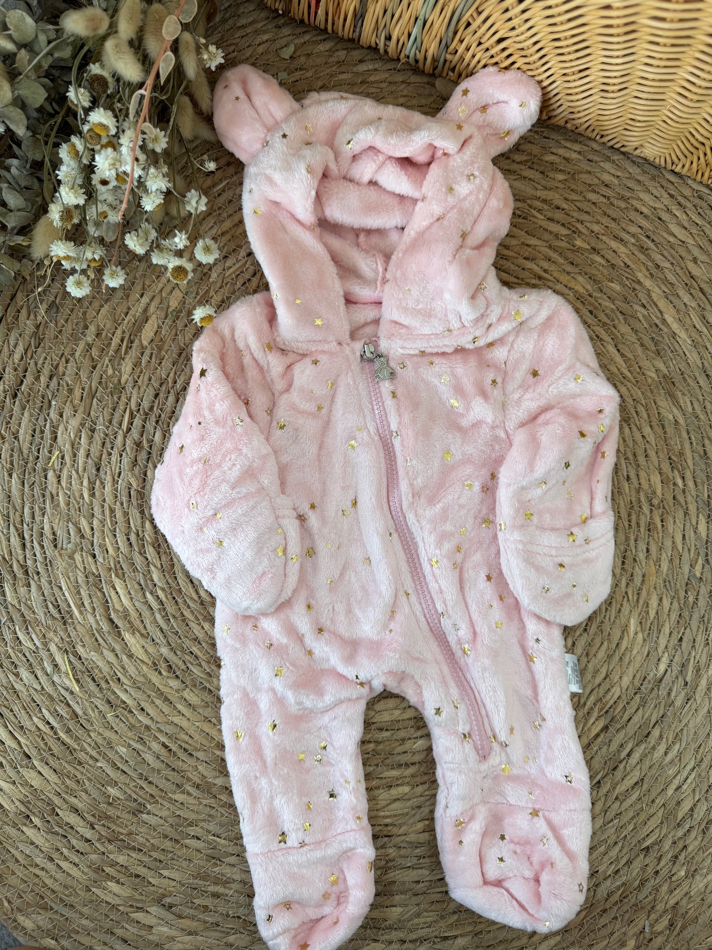 Pink Starry Bear Baby Onesie