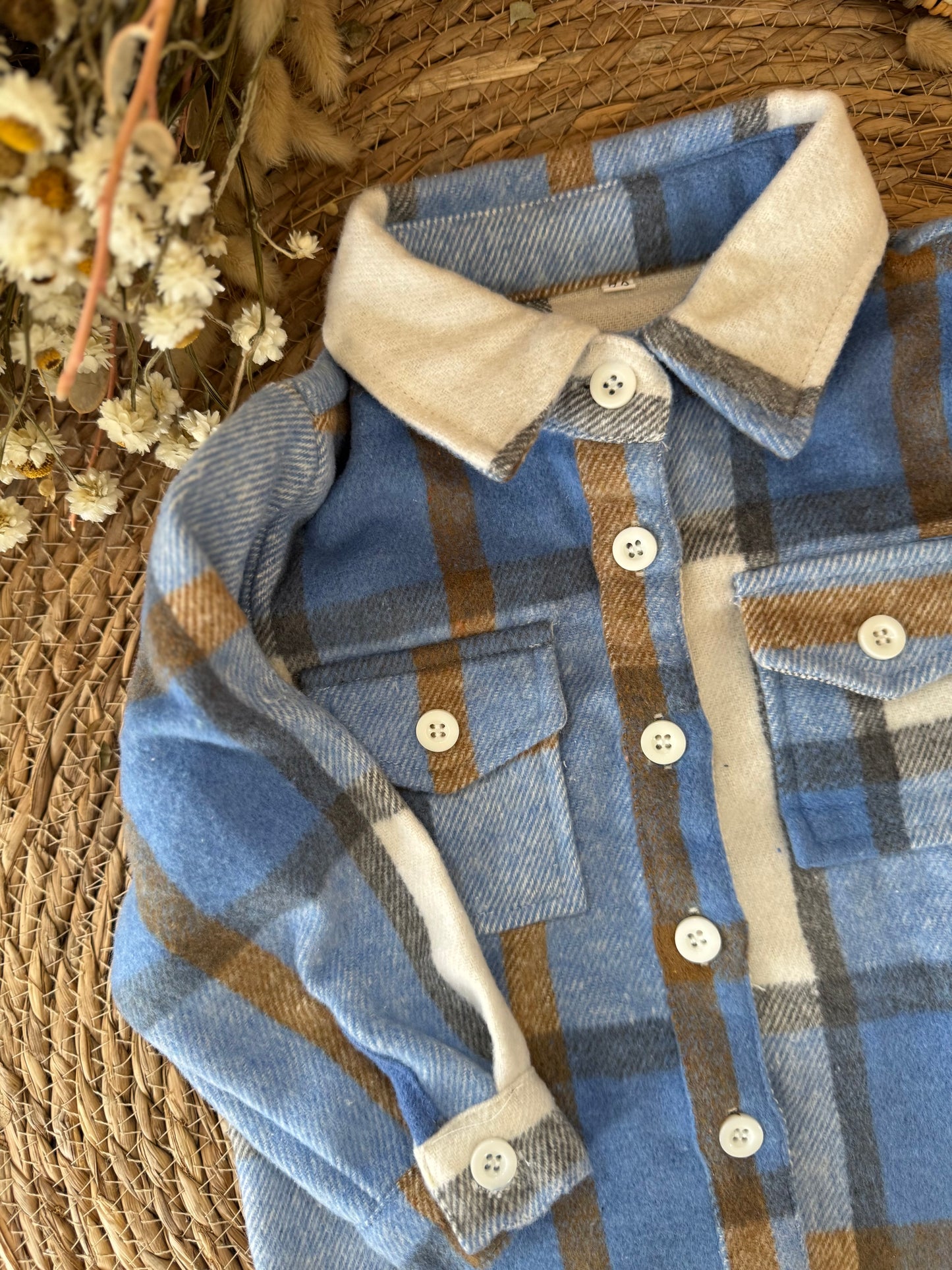 Plaid Baby Shirt Jacket- Blue