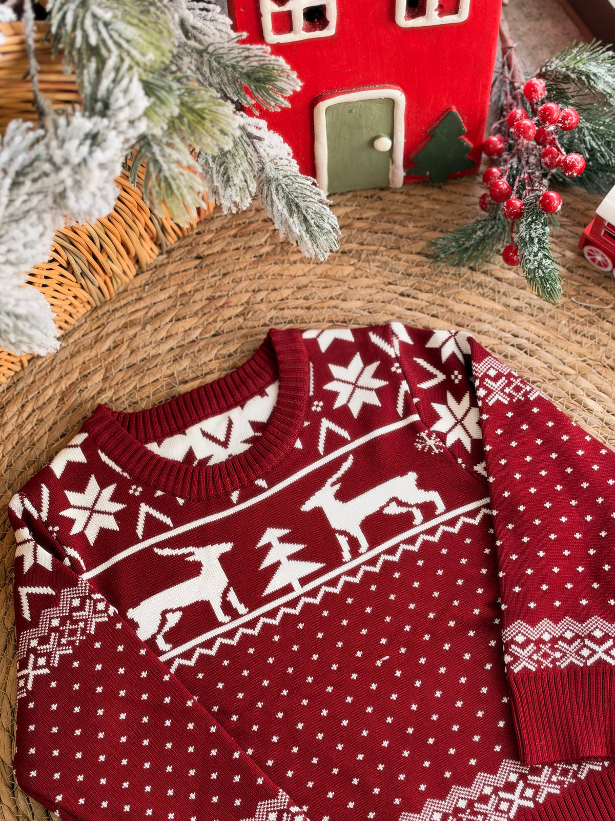 Burgundy Reindeer Christmas Sweater