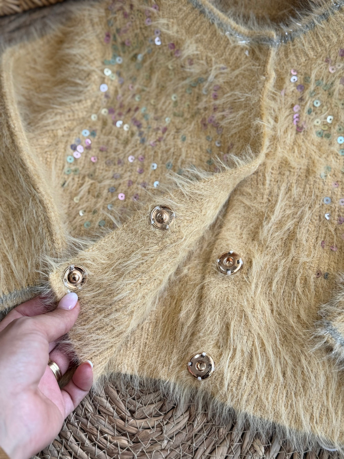 Fuzzy Knit Sweater-Camel