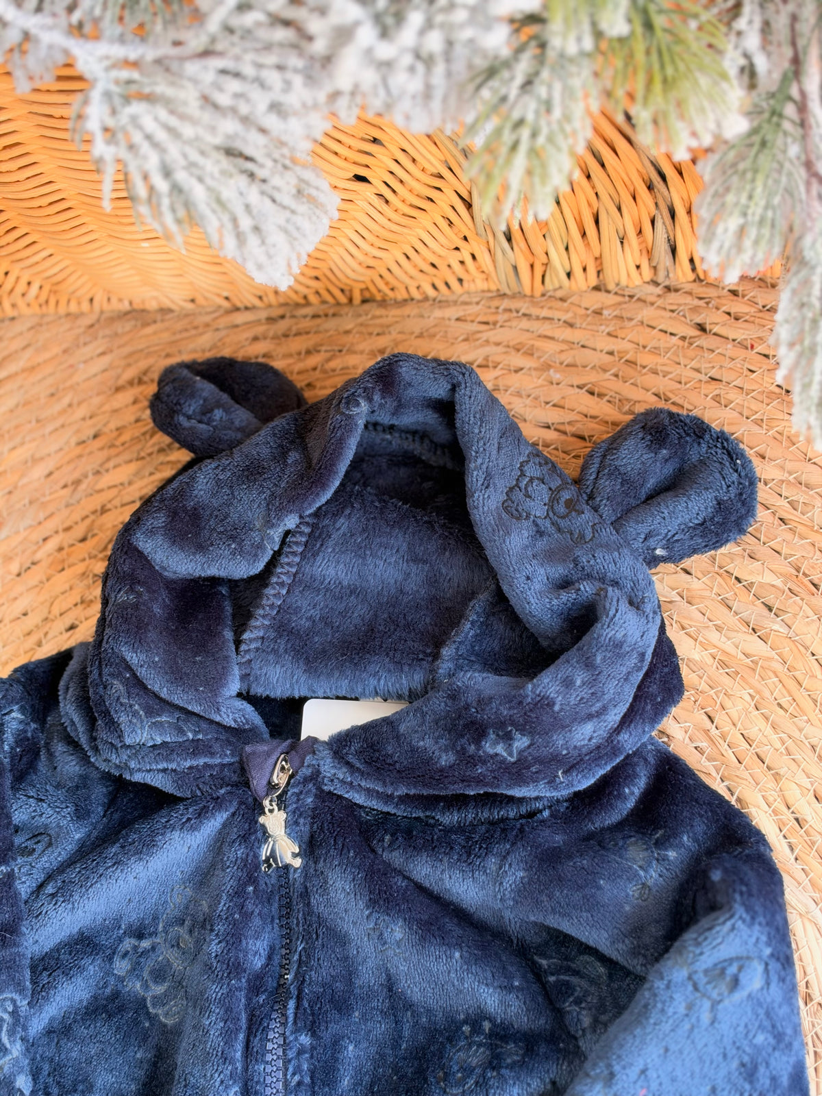 Bear Velvet Overall-Navy Blue