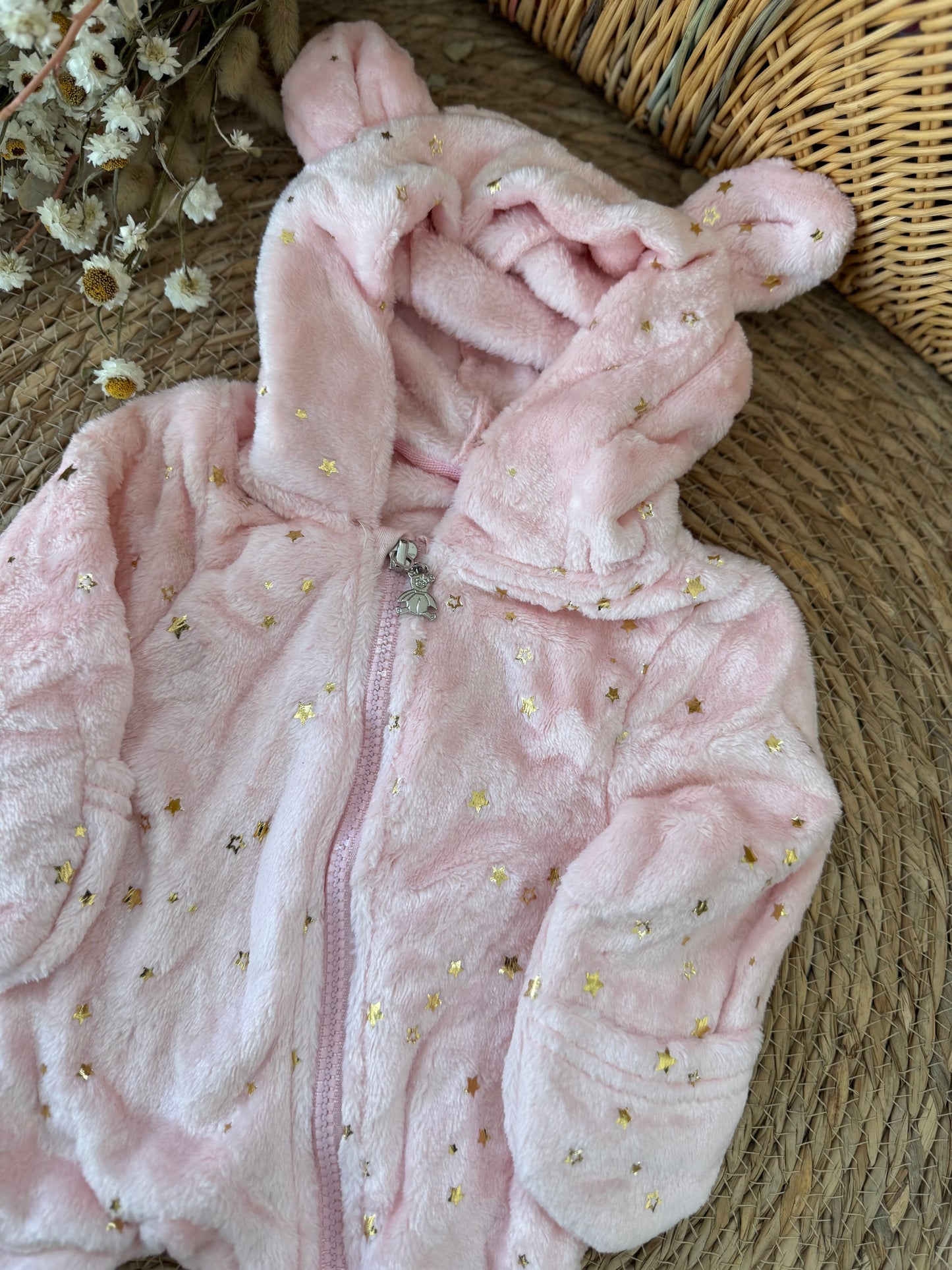 Pink Starry Bear Baby Onesie