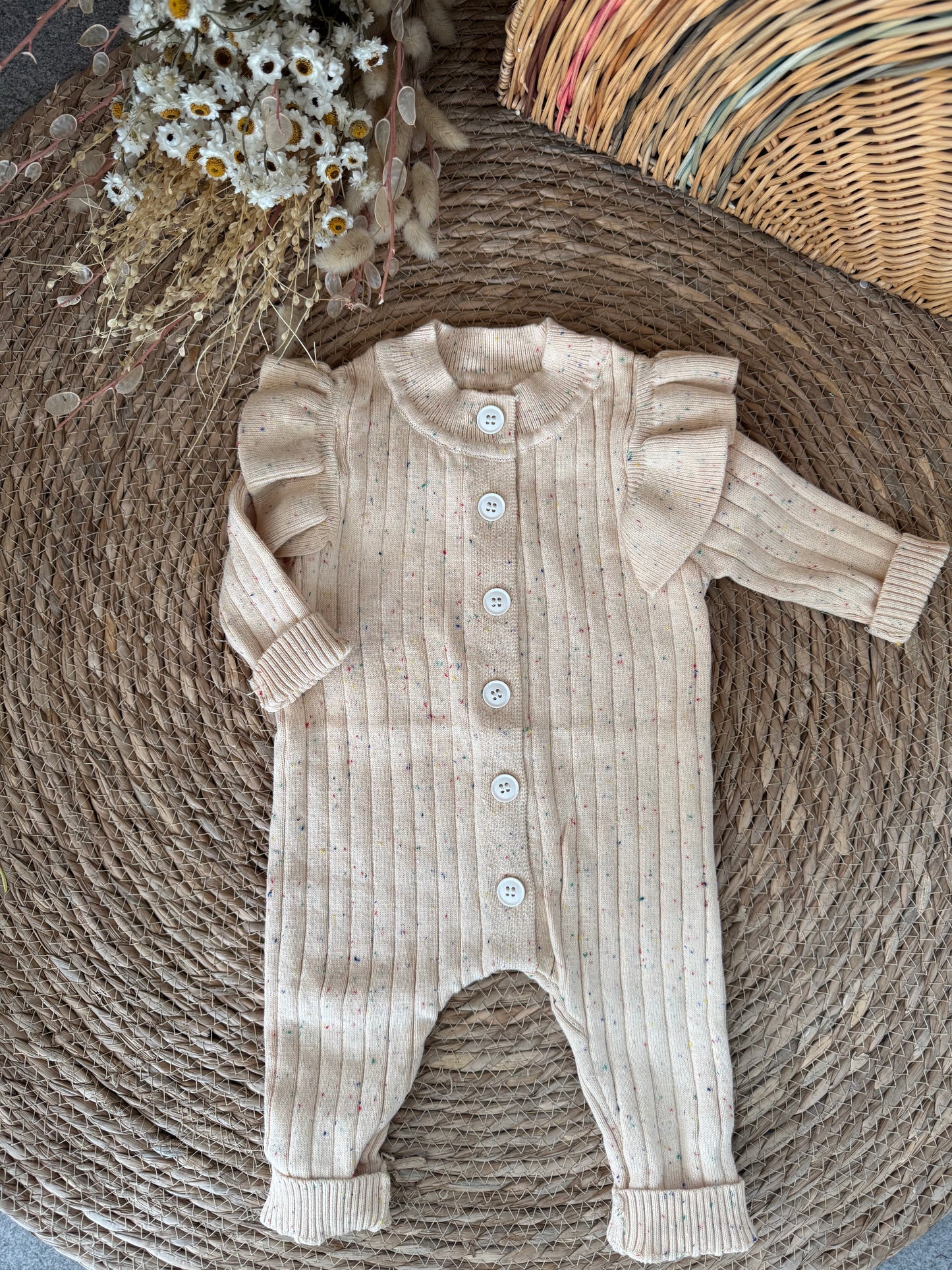 Blush Confetti Knit Romper