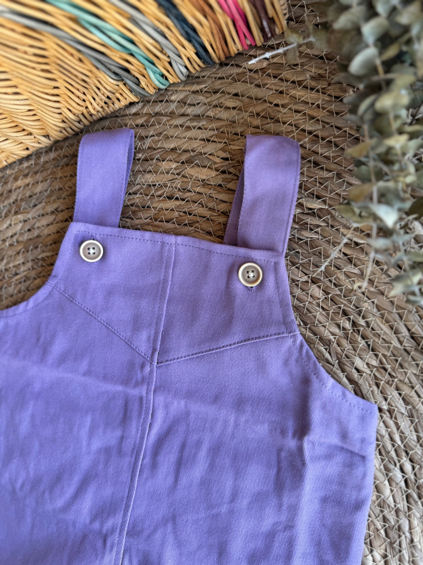 Denim jumpsuit short-purple