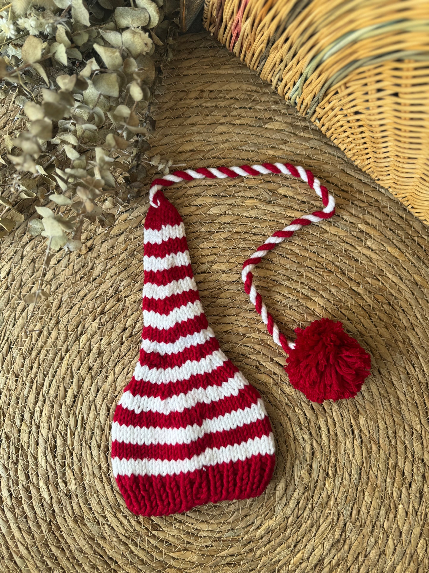 Candy Cane Knit Hat – Holiday Pom Edition
