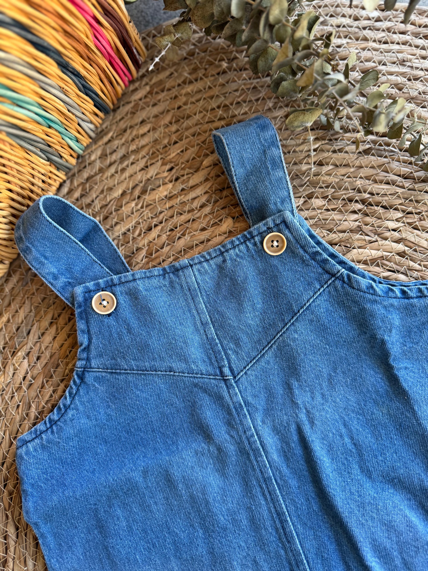 Denim jumpsuit short-blue