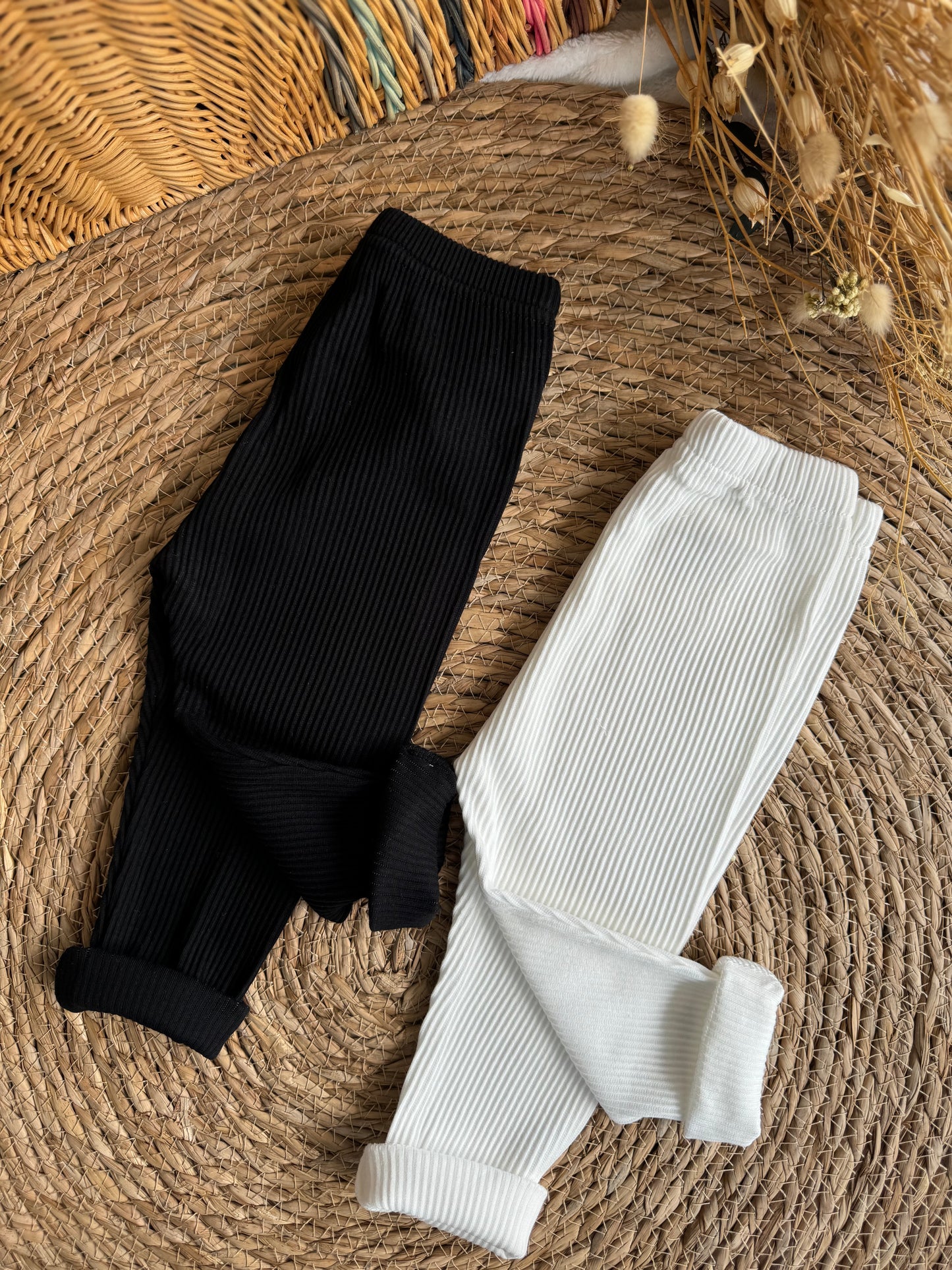 Ribbed Leggings Black & White