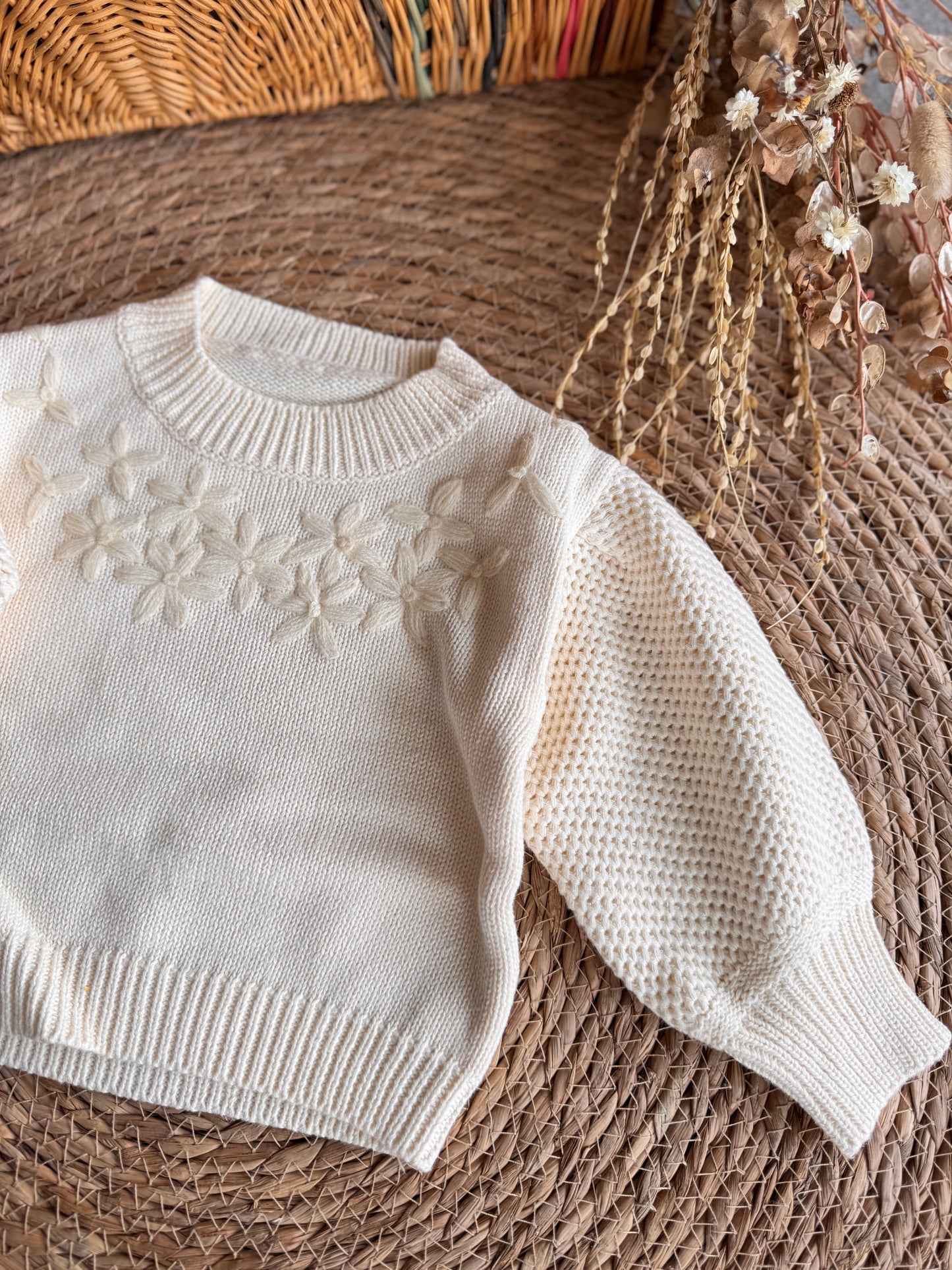 Floral Knit Baby Sweater
