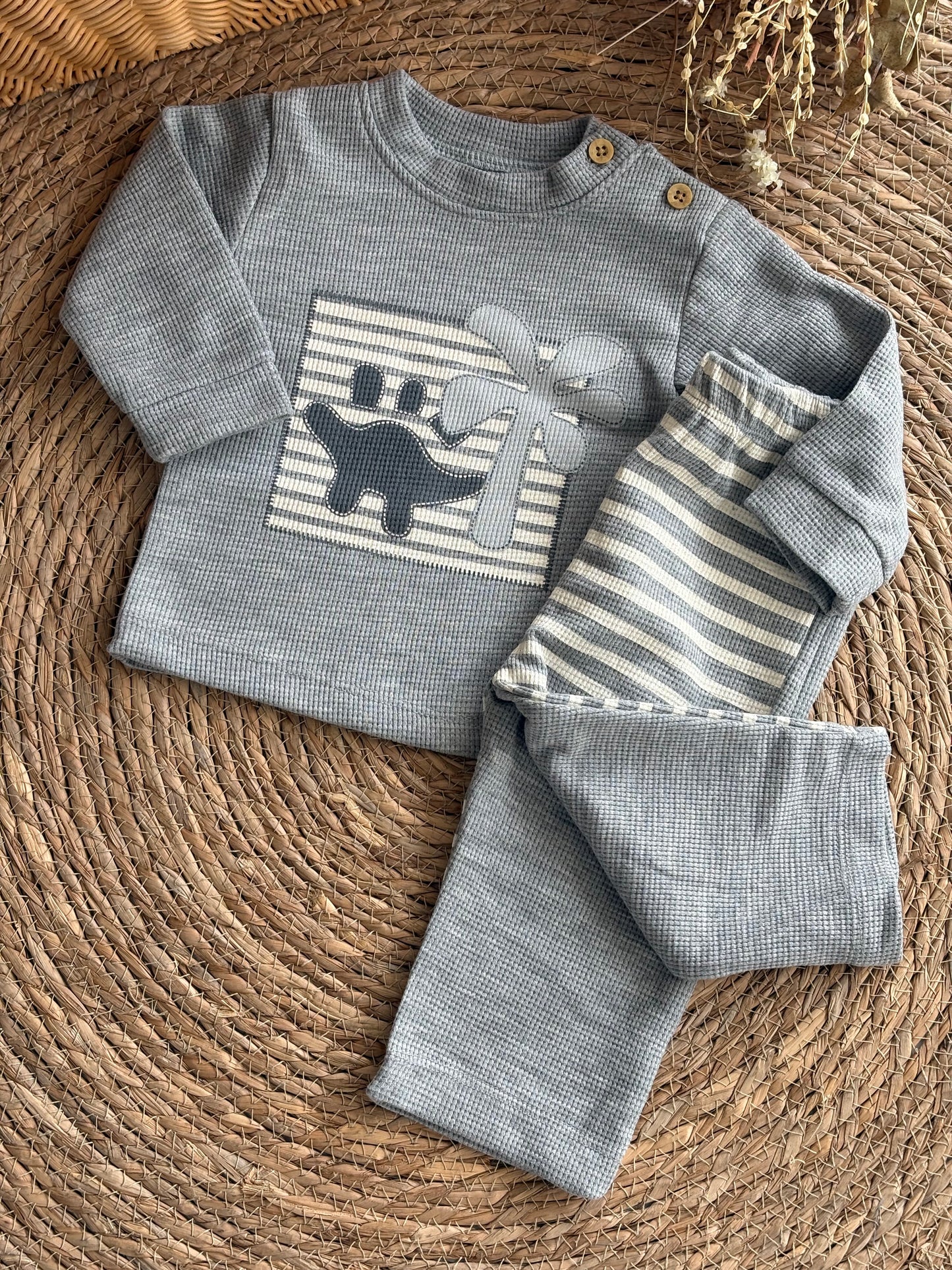 Dino Cotton Set-Grey