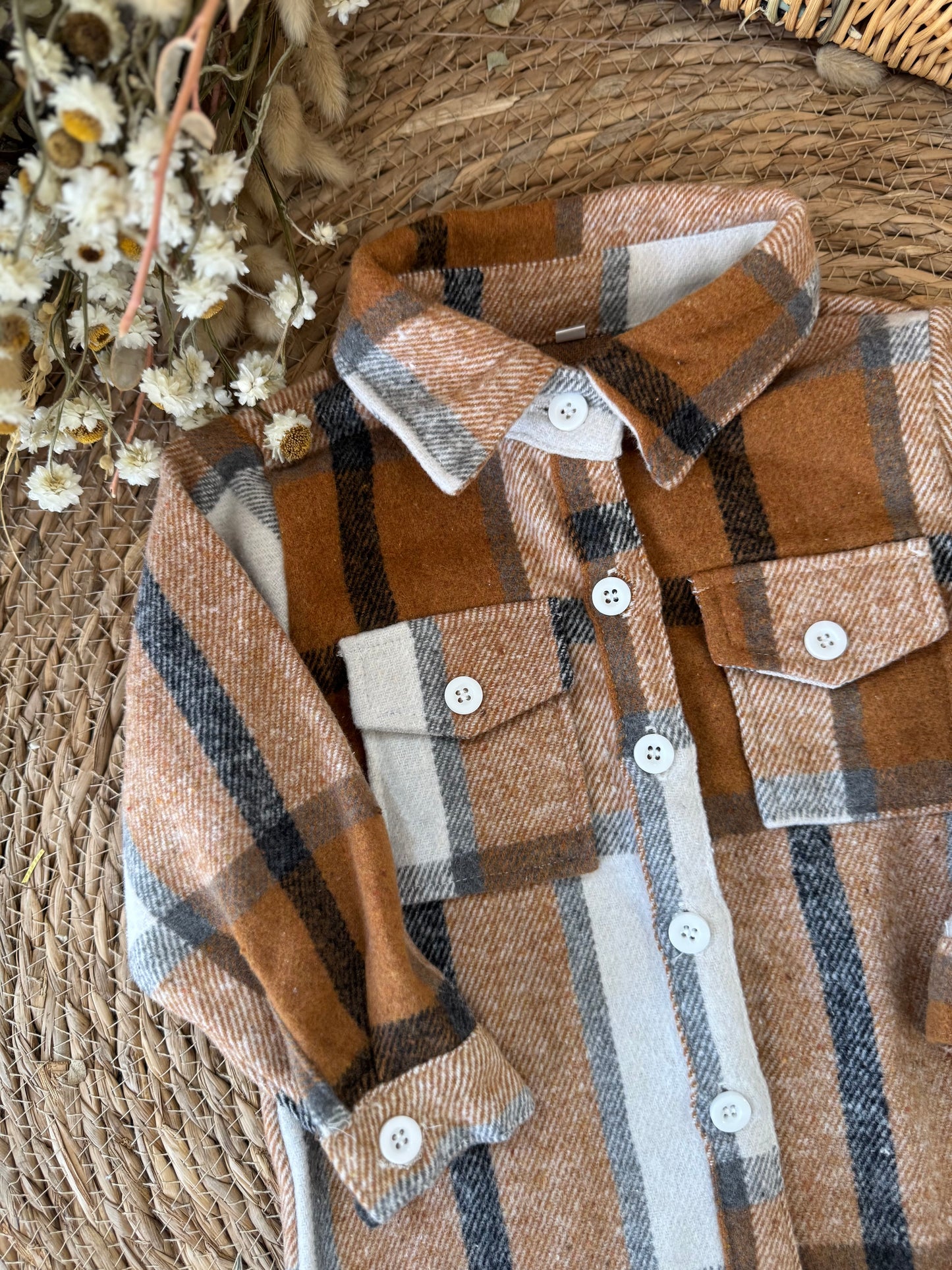 Plaid Baby Shirt Jacket- Brown