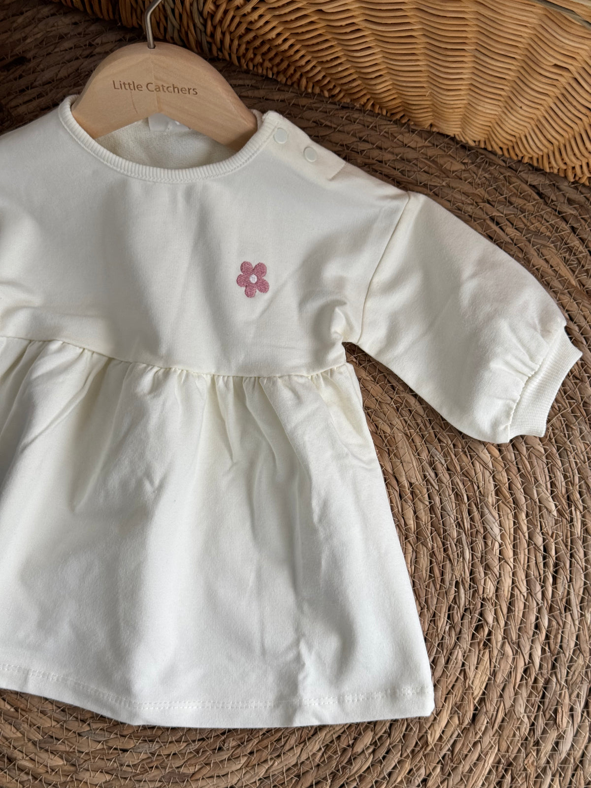 Basic Flower Dress-White