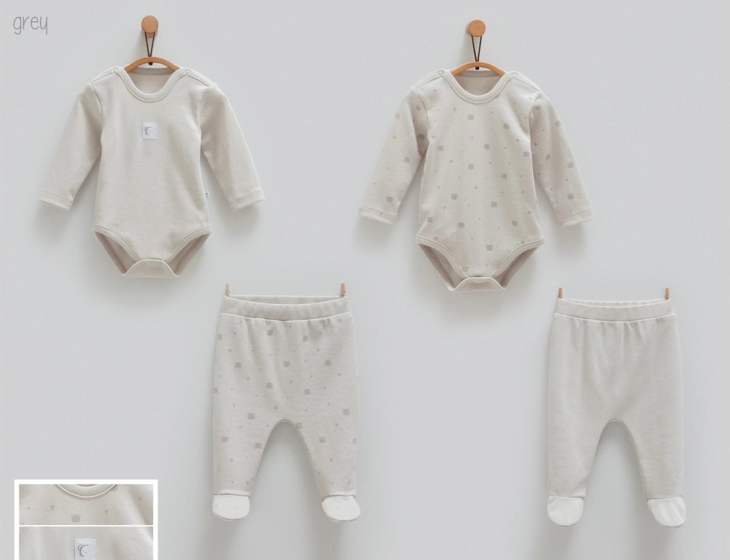 2 Dotty Dream Baby Set-Grey