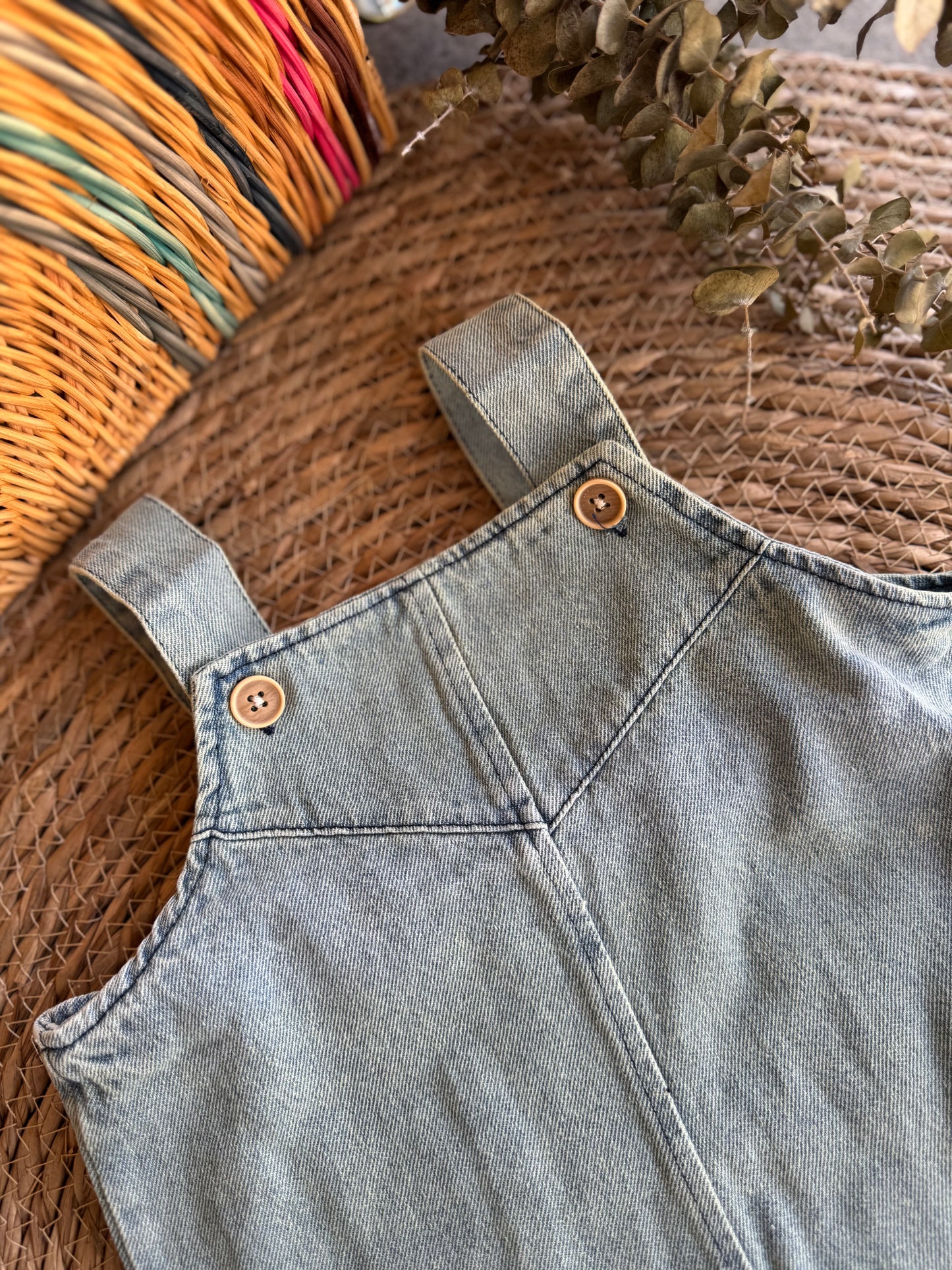 Denim jumpsuit short-mint