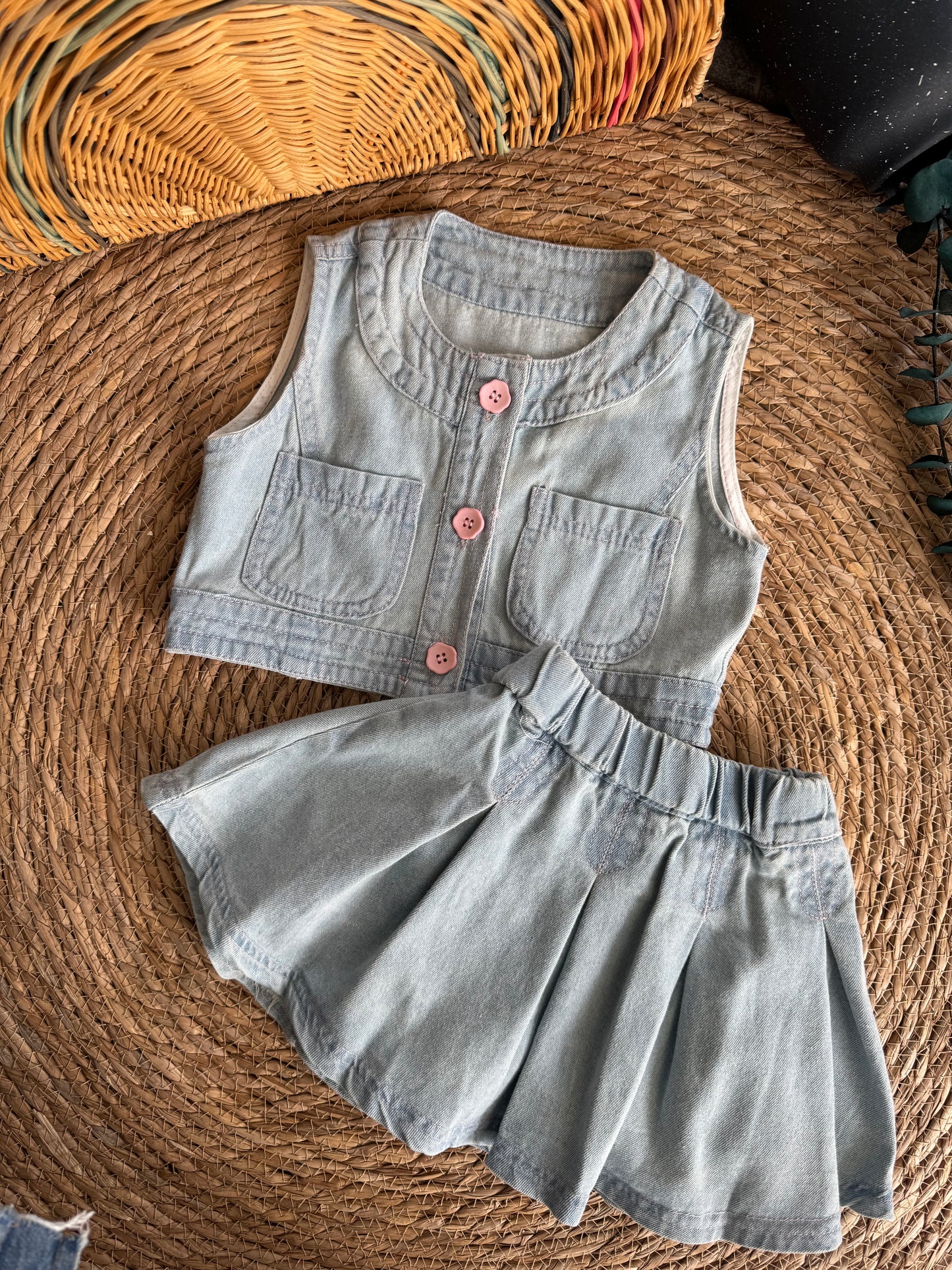 Tera Denim Vest and Skirt