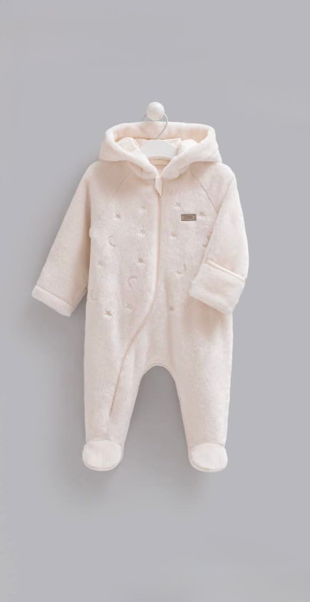 Luxury Plush Hooded Baby Velvet Overall-Beige