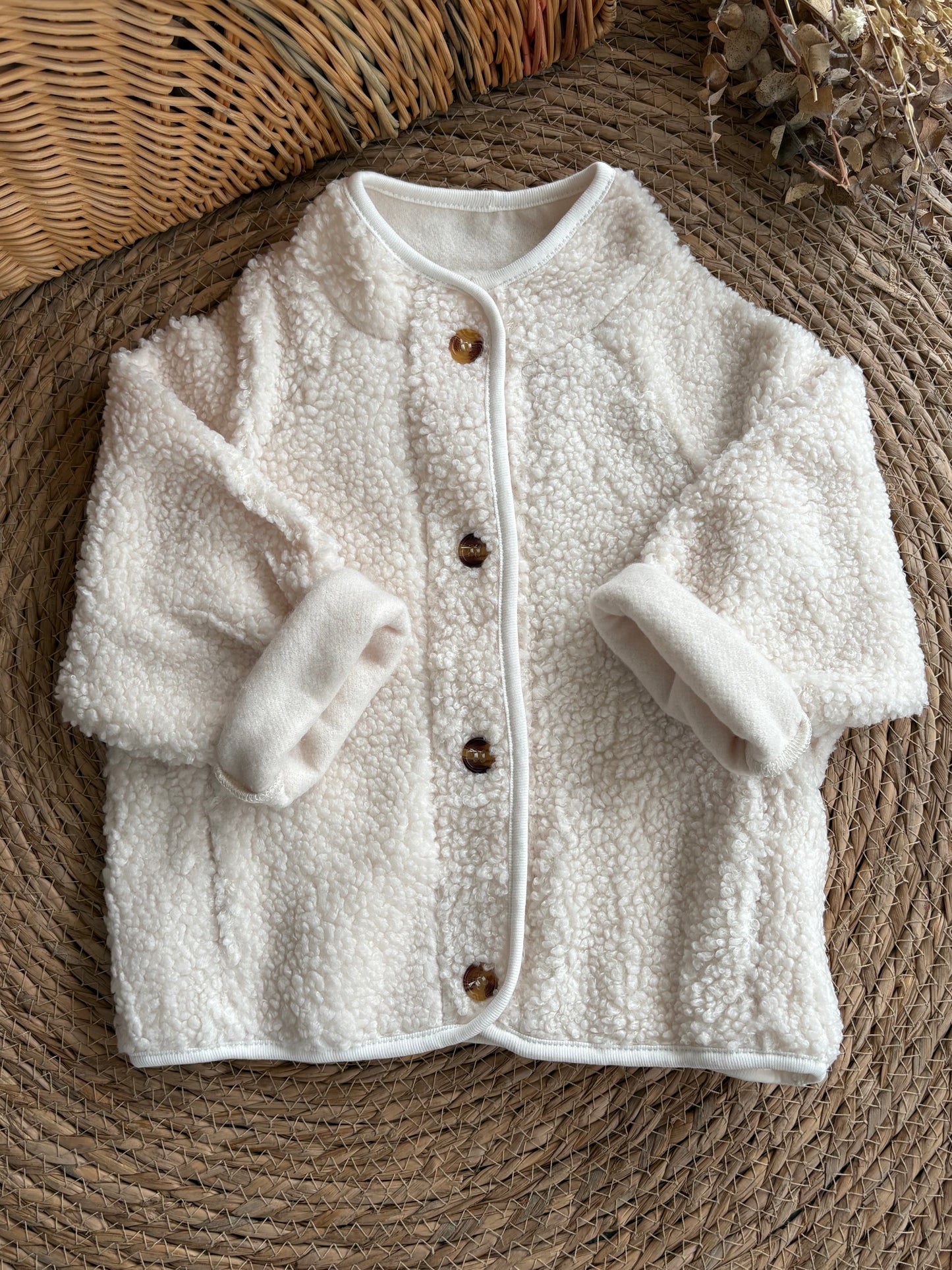 Cozy Fleece Cardigan-Offwhite