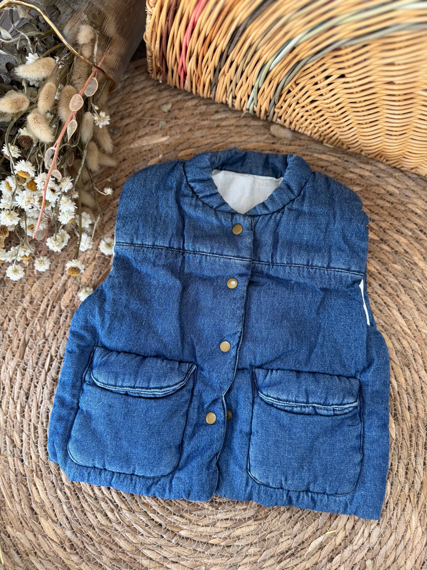 Denim Puffer Baby Vest