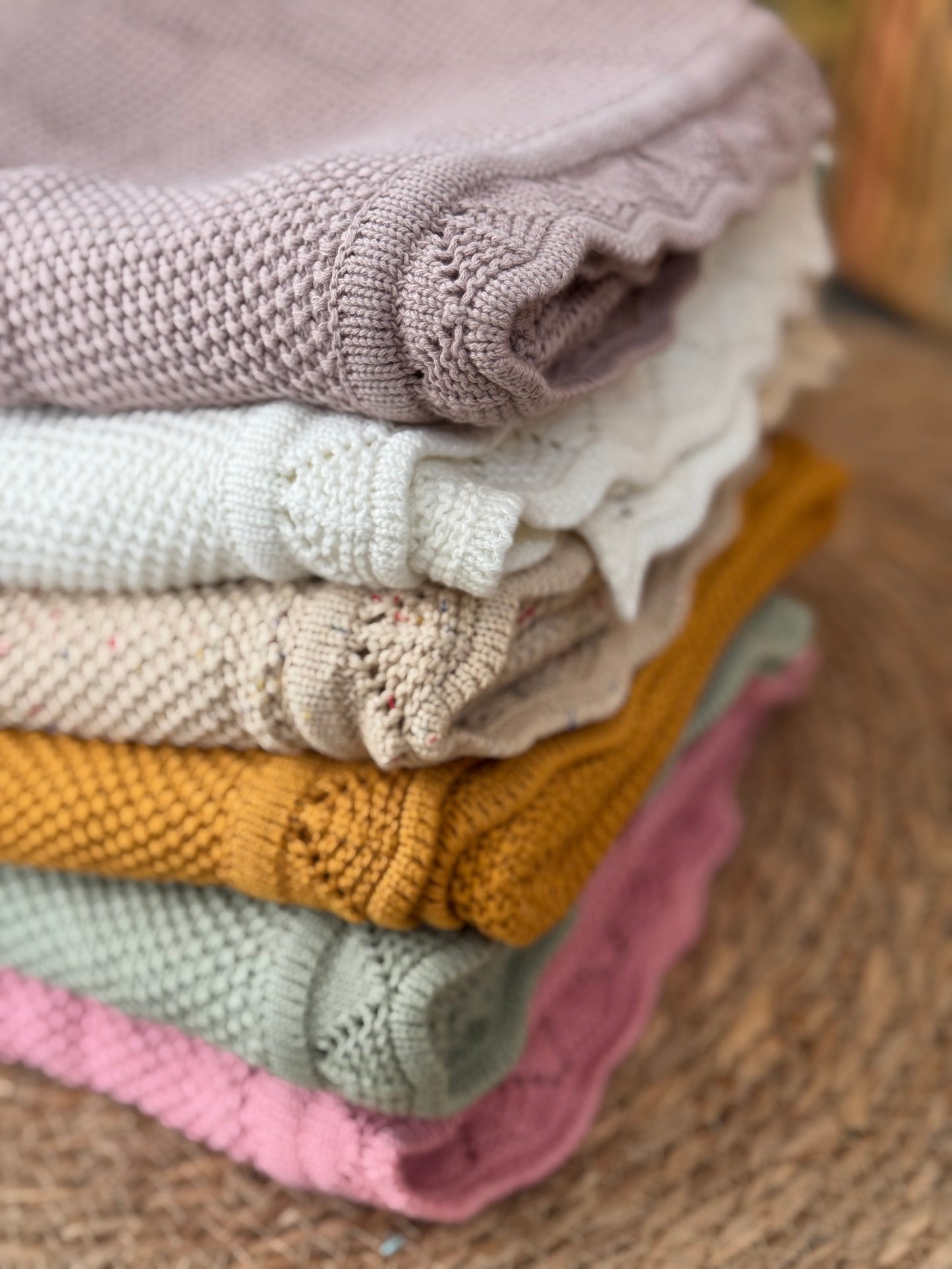 Soft Knit Baby Blanket – Neutral & Warm Shades