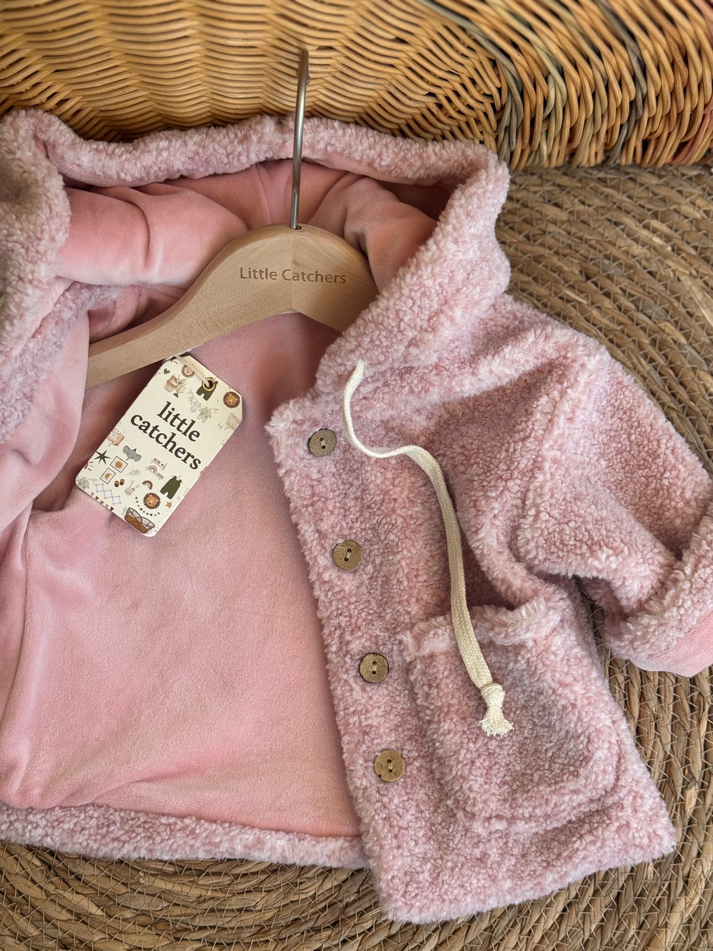 Cozy Teddy Baby Hooded Jacket-Pink