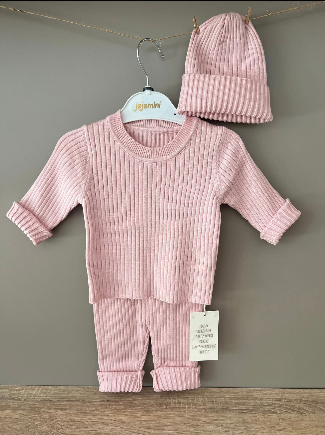 Ribbed Set of 3 Pieces-Dusty Pink