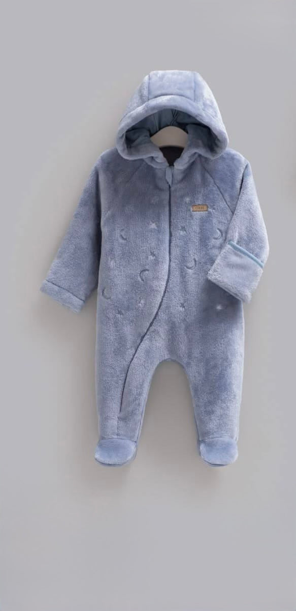Luxury Plush Hooded Baby Velvet Overall-Blue