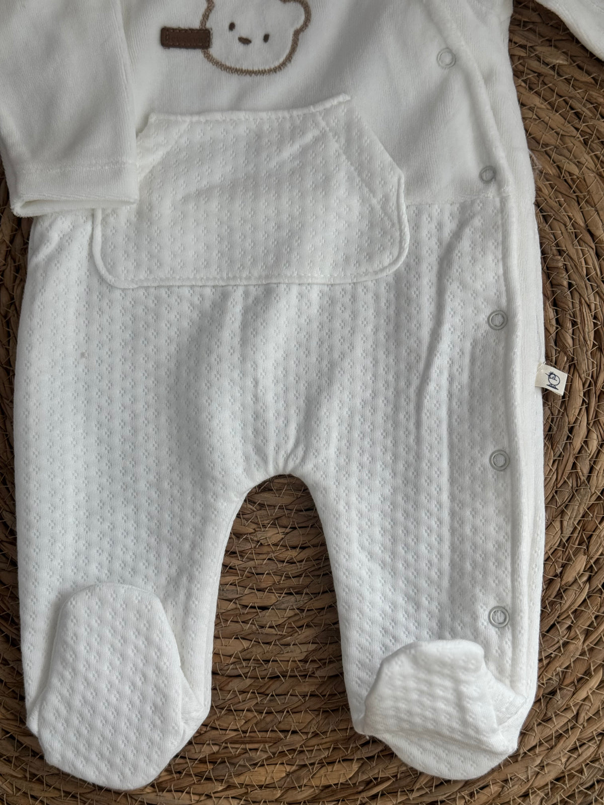 Bear Velvet Overall-White