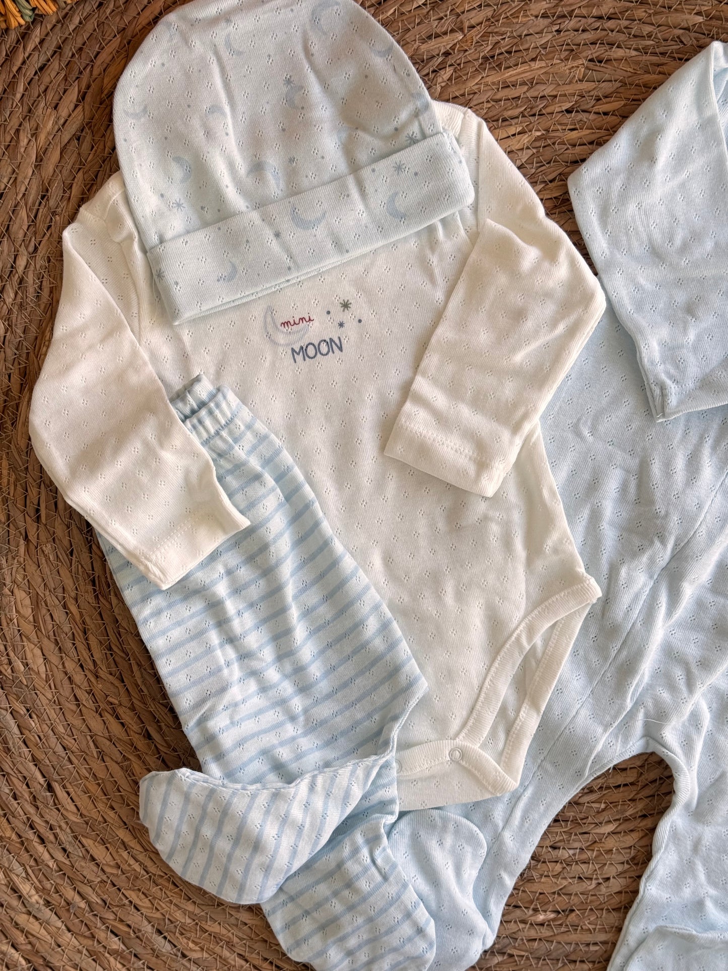 Moon & Star Cotton Set of 4pcs-Light blue