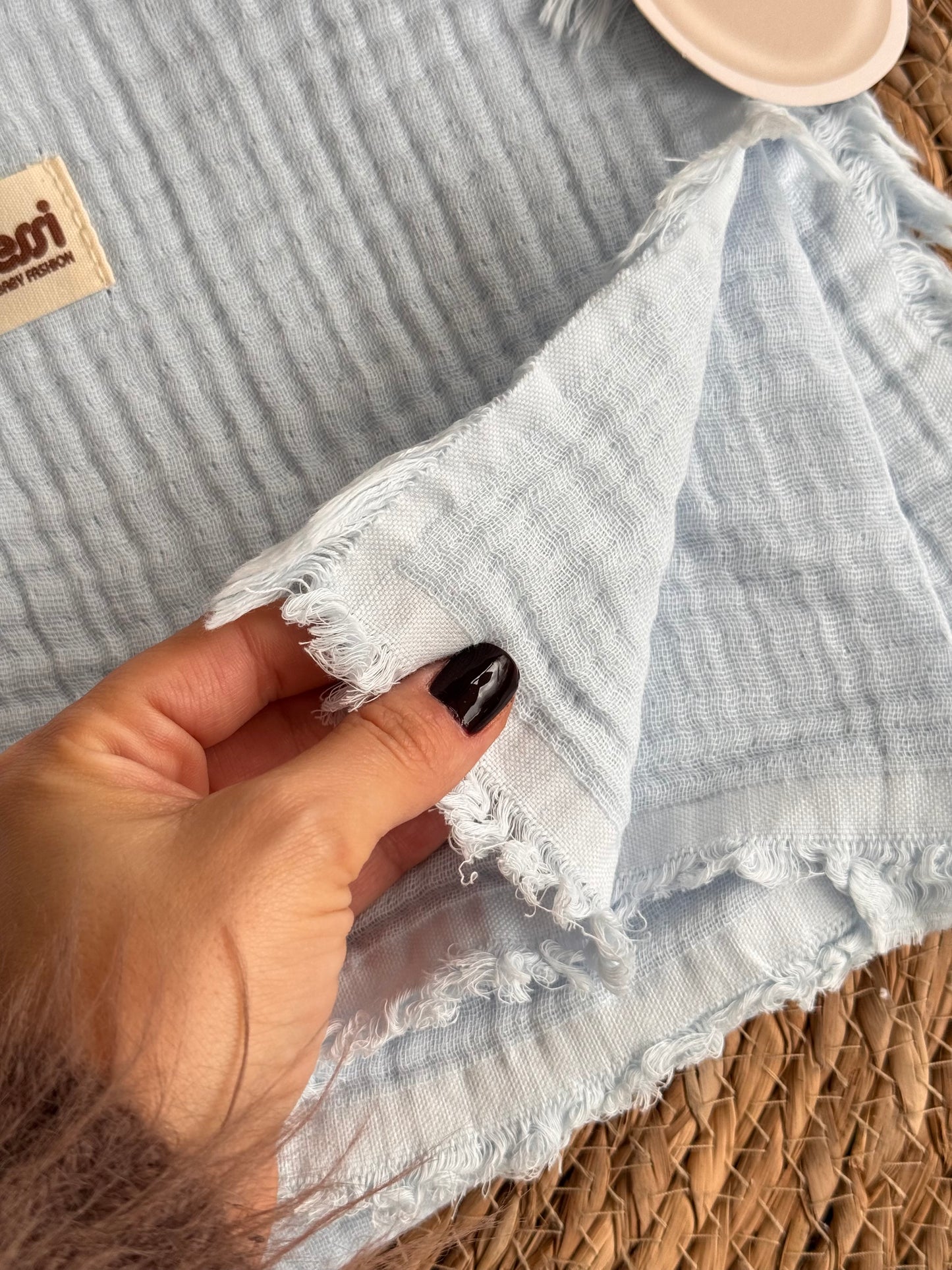 Blue Linen Blanket