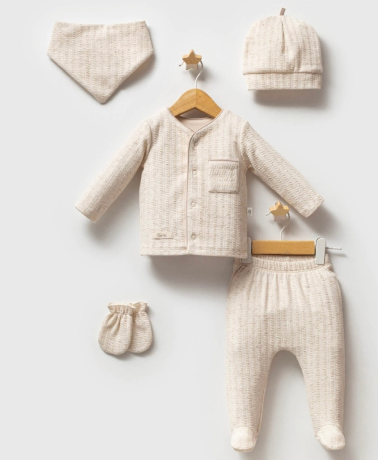 Newborn Textured Cotton Outfit-Natural Ivory
