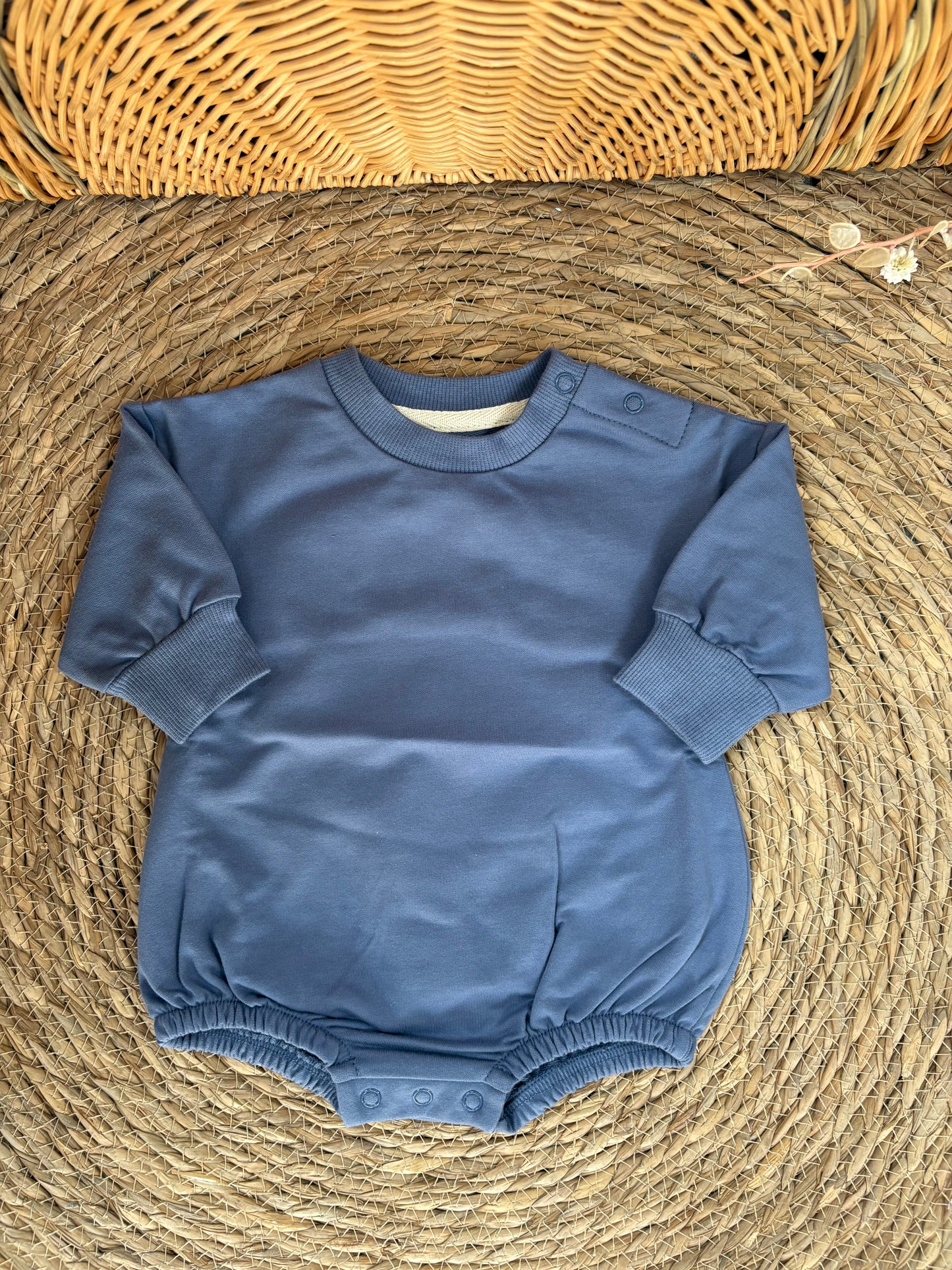 Long Sleeve Romper-Dark blue
