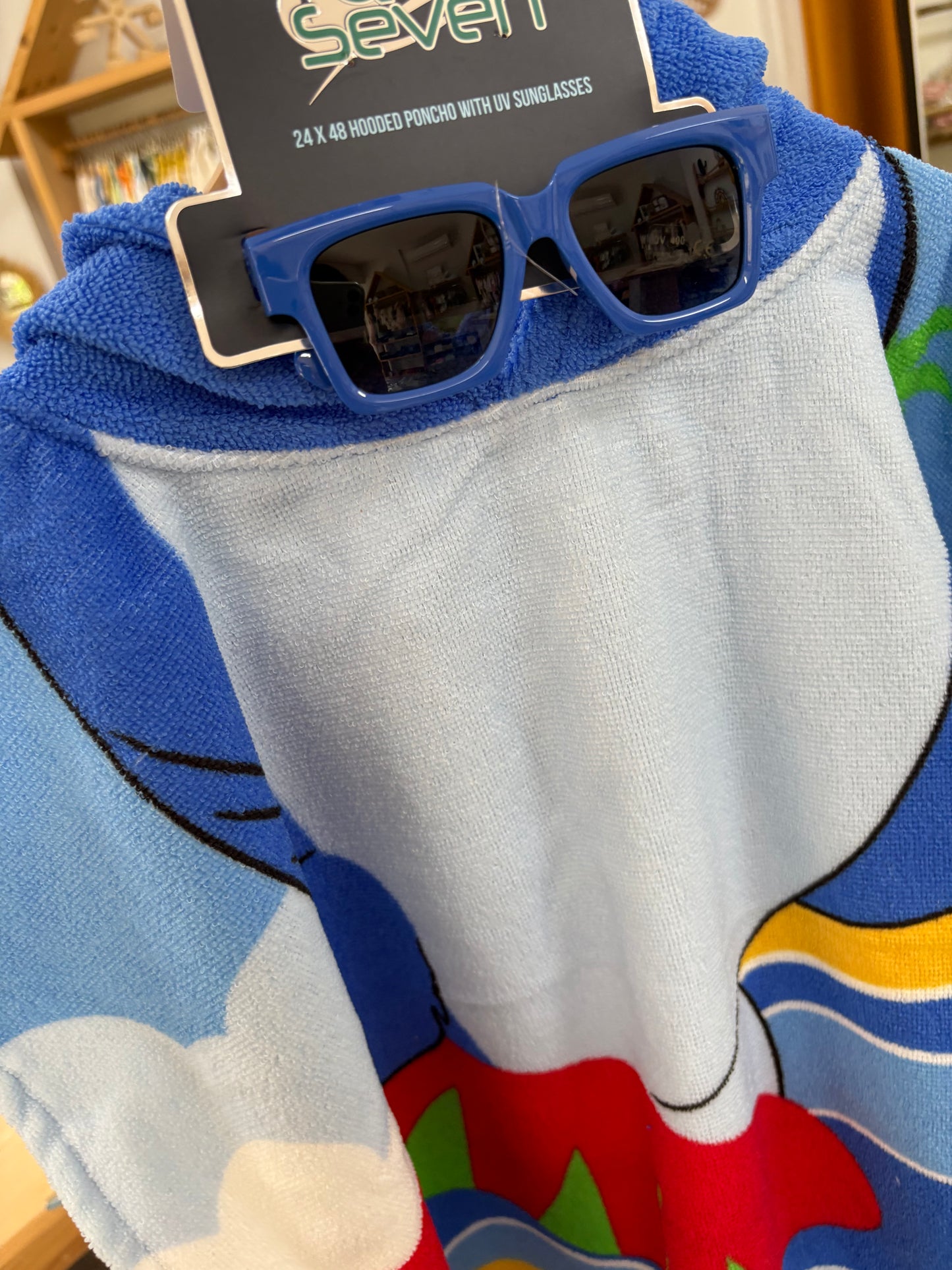 Beach hooded bath towel-Shark Blue