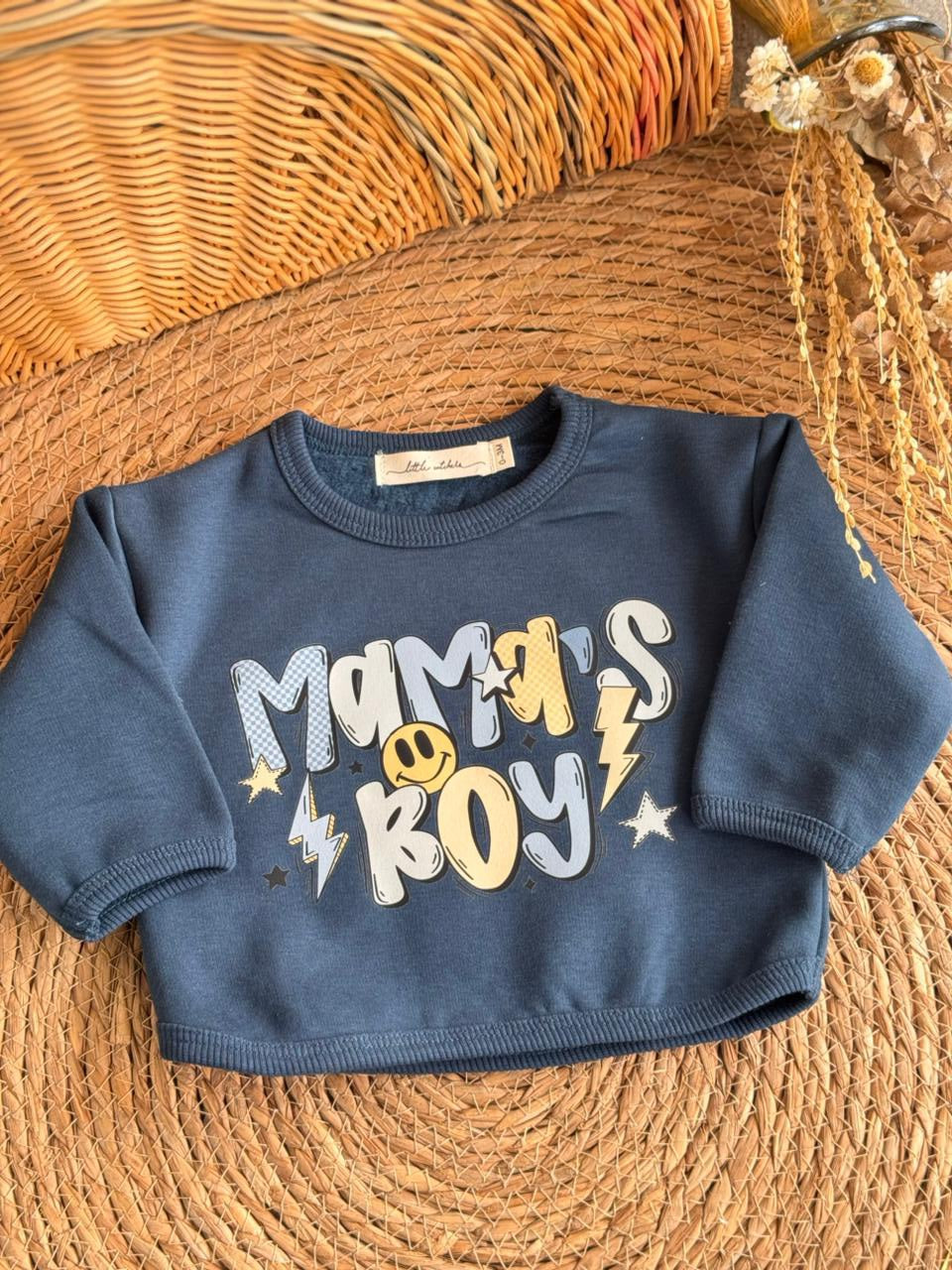 Mama's Boy Fleeced Sweater-Navy blue