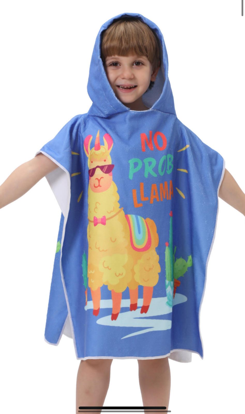 Beach hooded bath towel-lama blue